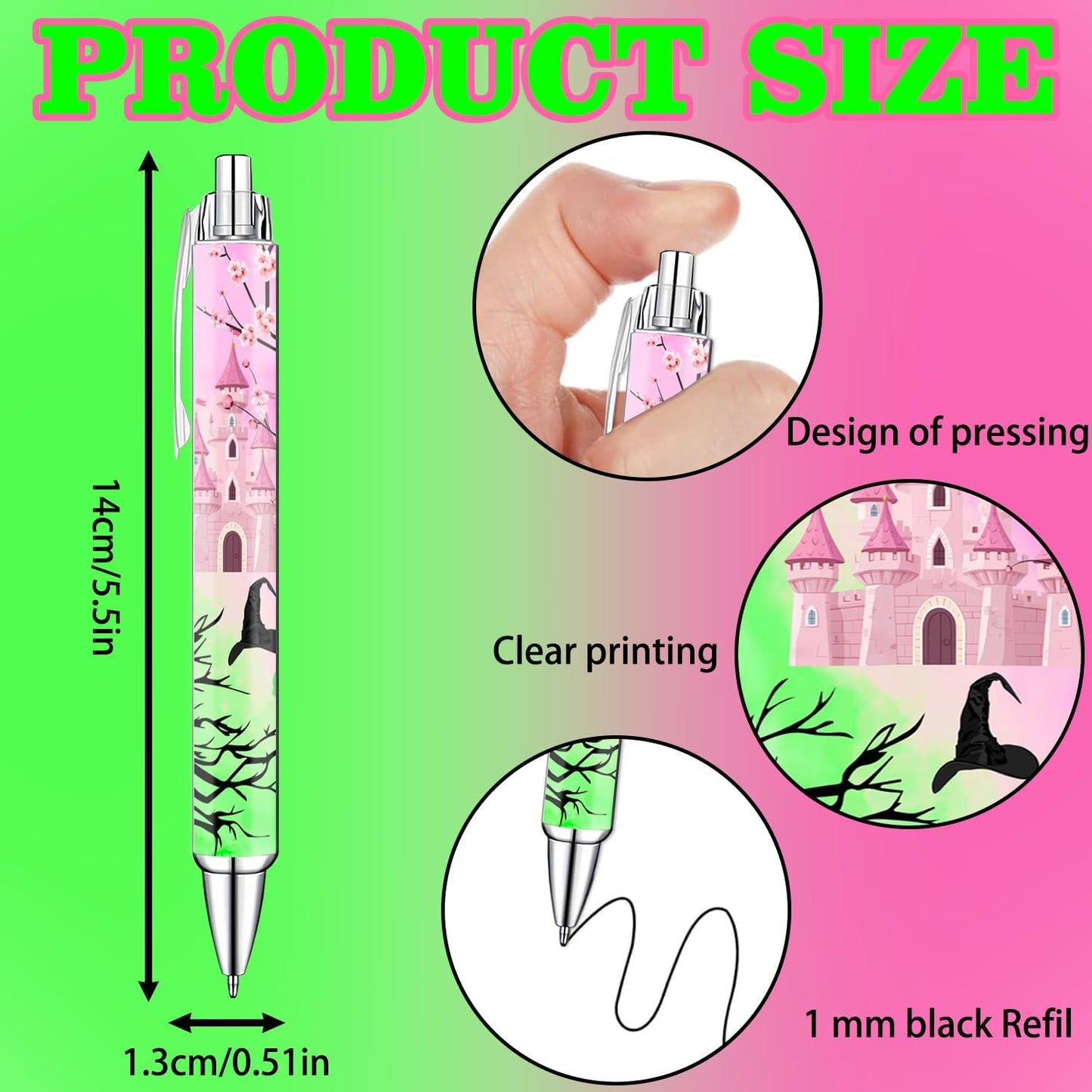 Princess and Witch Pens Set – Magical Fantasy-Themed Ballpoint Pens for Girls, Students, and Stationery Lovers – Smooth Writing Pens for School, Journaling, or Gifts – Enchanting Design, 8 Pack