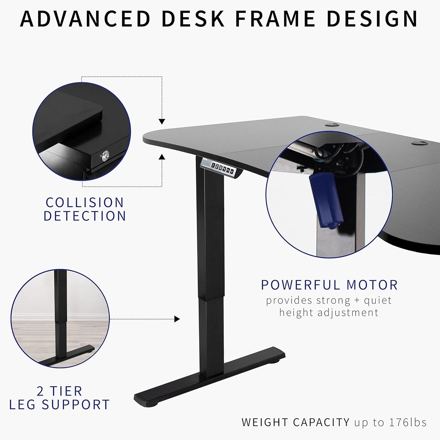 VIVO Electric 63 x 32 in Standing Desk, Memory Height Adjustment, 1B Series, Dark Gray Top White Frame, DESK-KIT-1W1G