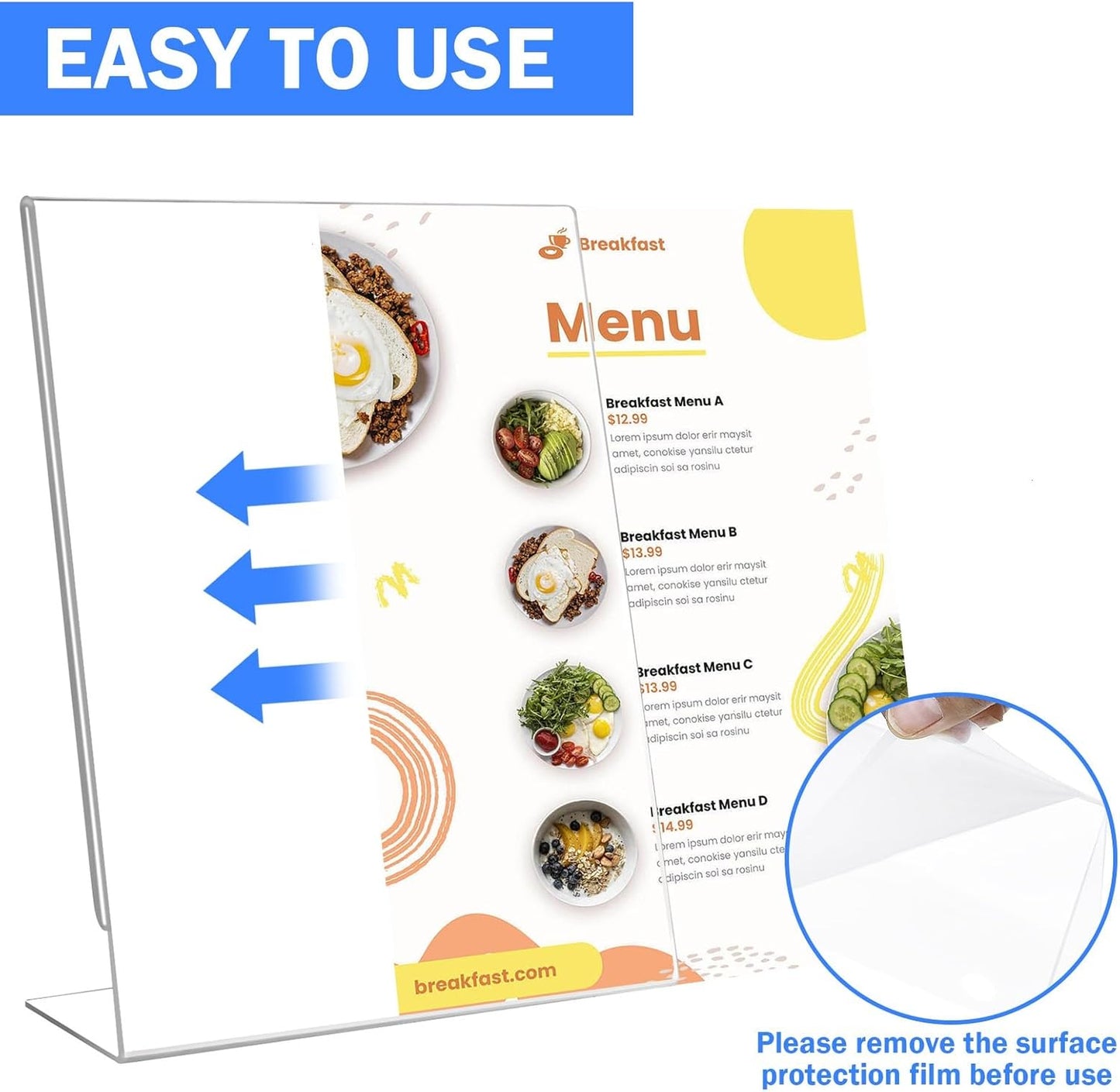 12 Pack Acrylic Sign Holder 8.5 x 11 Slant Back Acrylic Stands for Display Plexiglass Clear Acrylic Display Stands for Ad Frame, Picture Photo Frames, Promotions, Restaurants, Office, Store