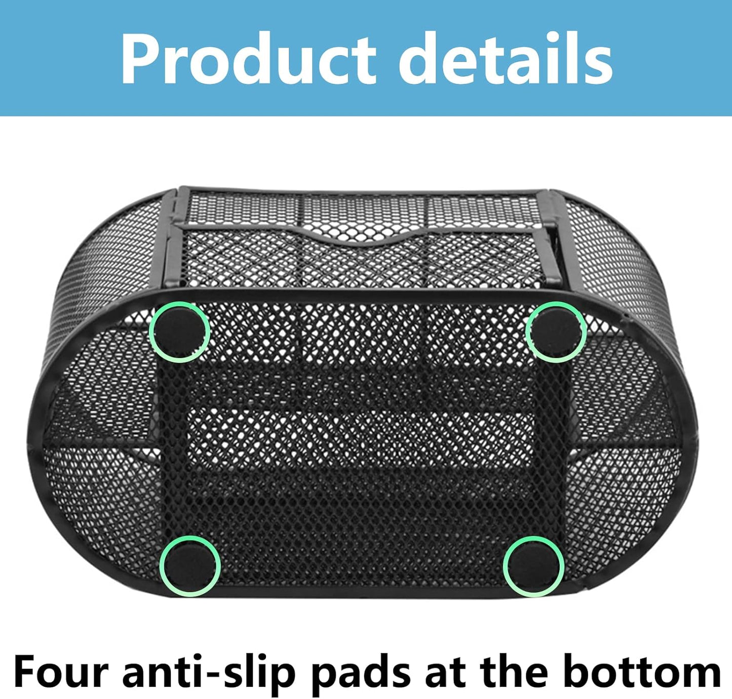 TWSOUL Mesh Desk Organizer, Multi-Functional Pencil Holder for Desk, Small Black Desk Organizer for Pen, Pencil, Small Office Supplies and Stationary Accessories Storage Organization