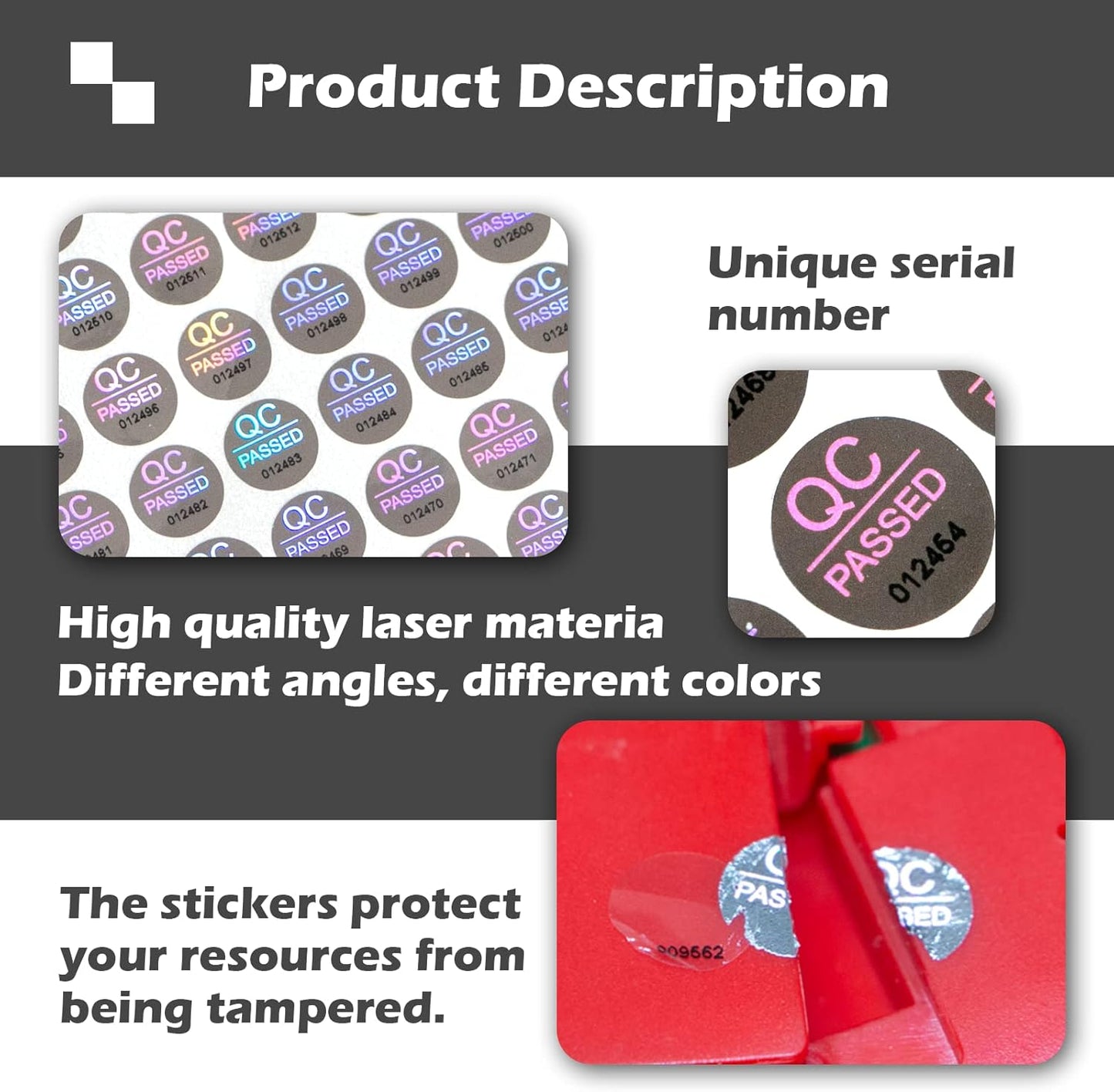 2100pcs QC Passed Tamper Proof Stickers High Security Hologram Labels Warranty Void Seal with Unique Serial Number 0.4 inch