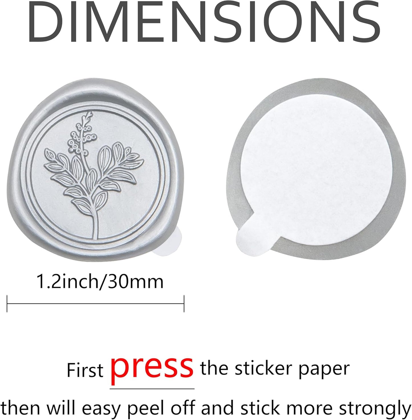 60 Pcs Silver Wax Seal Stickers, Wedding Invitation Accessories Envelope Stickers - Peferct for Wedding Accessories, Gift Box Craft Wrapping, Christmas Cards Envelope Seals