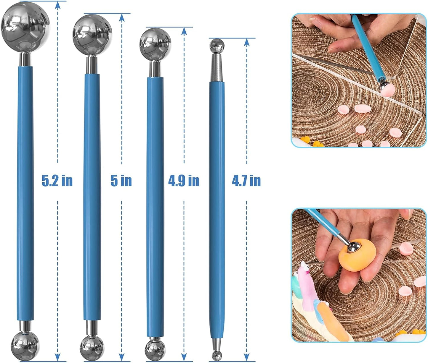 Dotting Tools, Silicone Clay Sculpting Tool, Ceramic Clay Ball Stylus Dot Painting Tools, Pottery Embossing Tool for Rock, Nail, Blending, Drawing, Modeling
