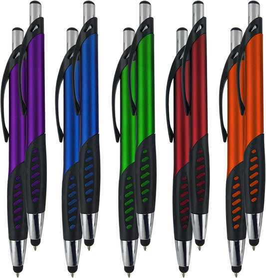 Stylus Pen, 2 in 1 Capacitive Stylus & Ballpoint Click Pen with Comfort Grip for Universal Touchscreen Devices,Tablets, iPad, iPhone 6,6 Plus, iPod, Android, Samsung Galaxy(Metallic 10 Pack)