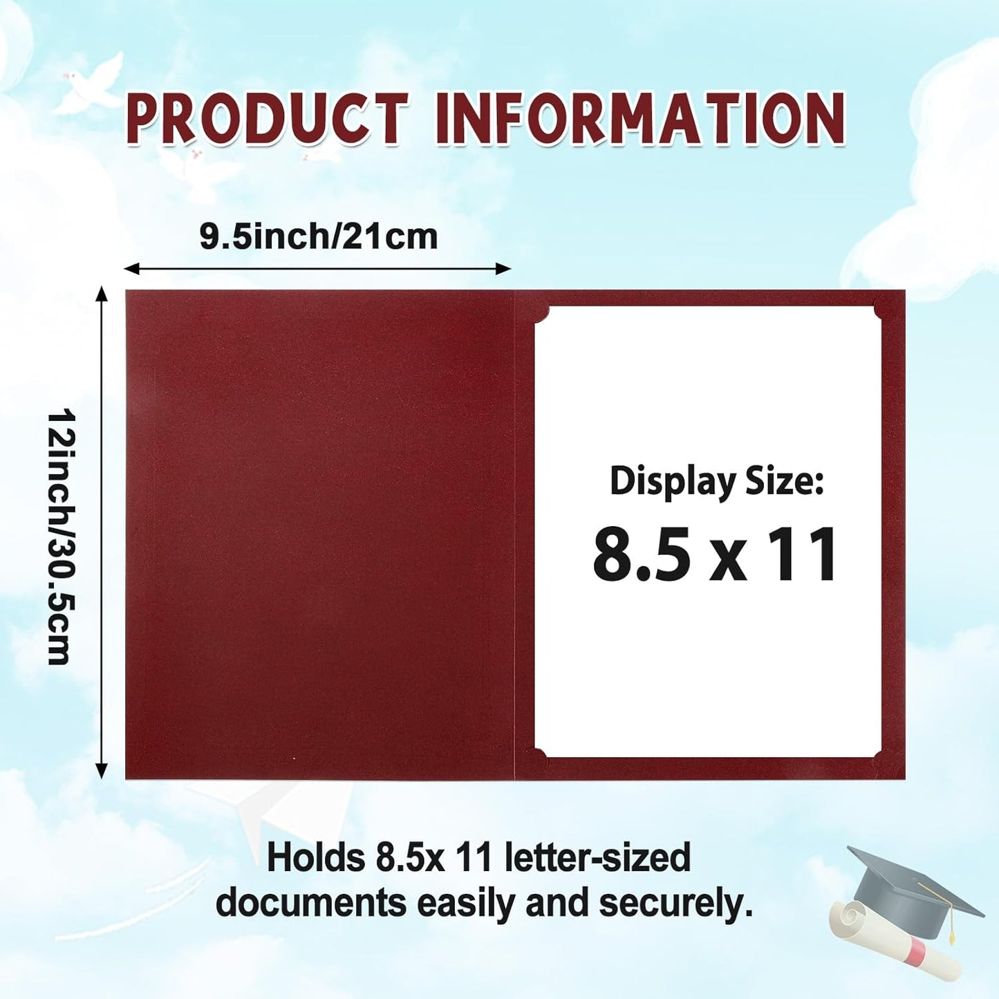 gisgfim 100Pcs Certificate Holders Diploma Covers Single Sided Gold Foil Border Award Certificate Covers for Letter Size 8.5x11 Certificates Cardstock Document Papers Storage Organizer (Maroon)