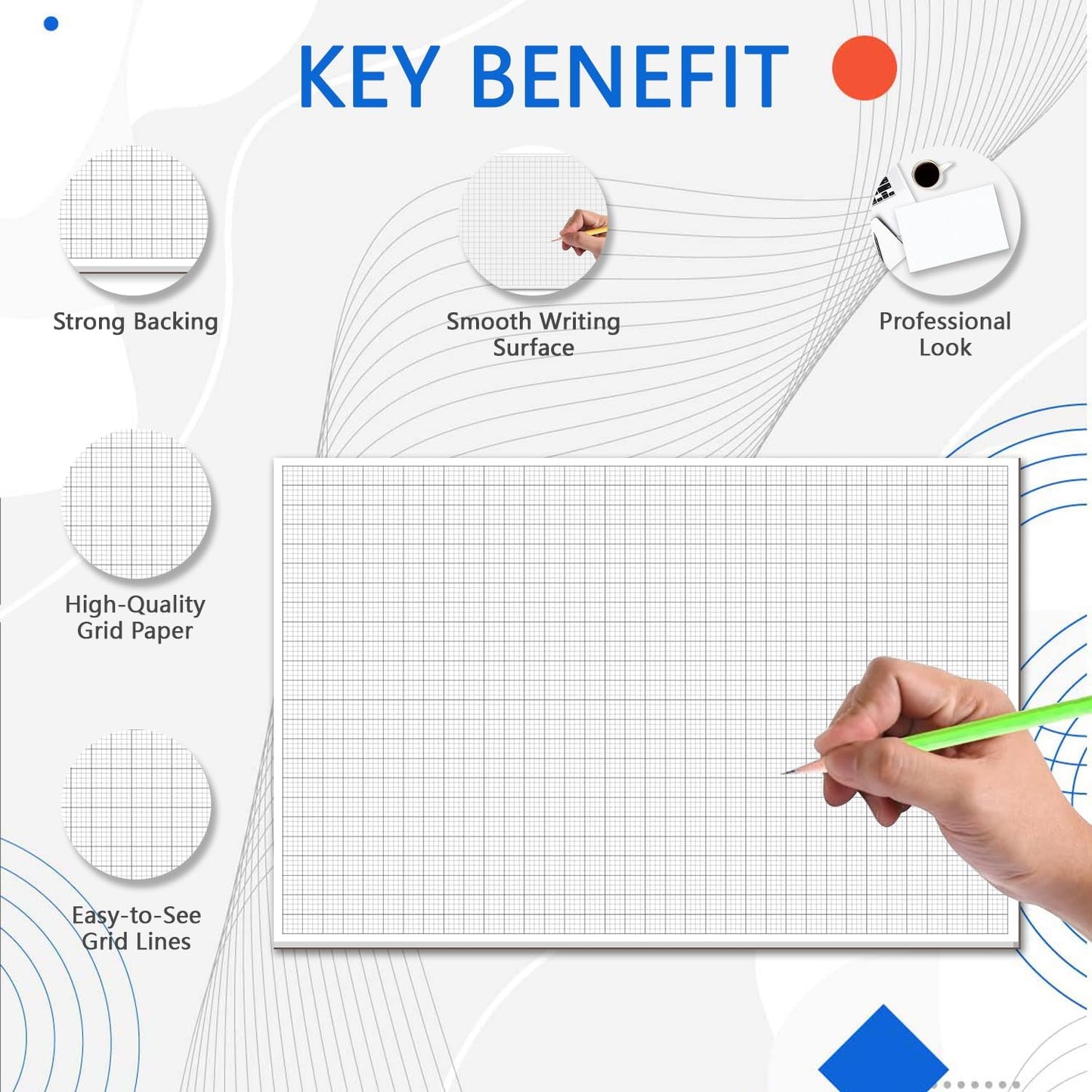 Graph Paper Pad - 30 Sheets/60 Pages, 24" x 36" Large Graph Paper 1" and 1/4" Ruled Grid Paper for Engineer Architect Designer Mathematician Draftsmen Sketch House Commercial Building Plan Drafting