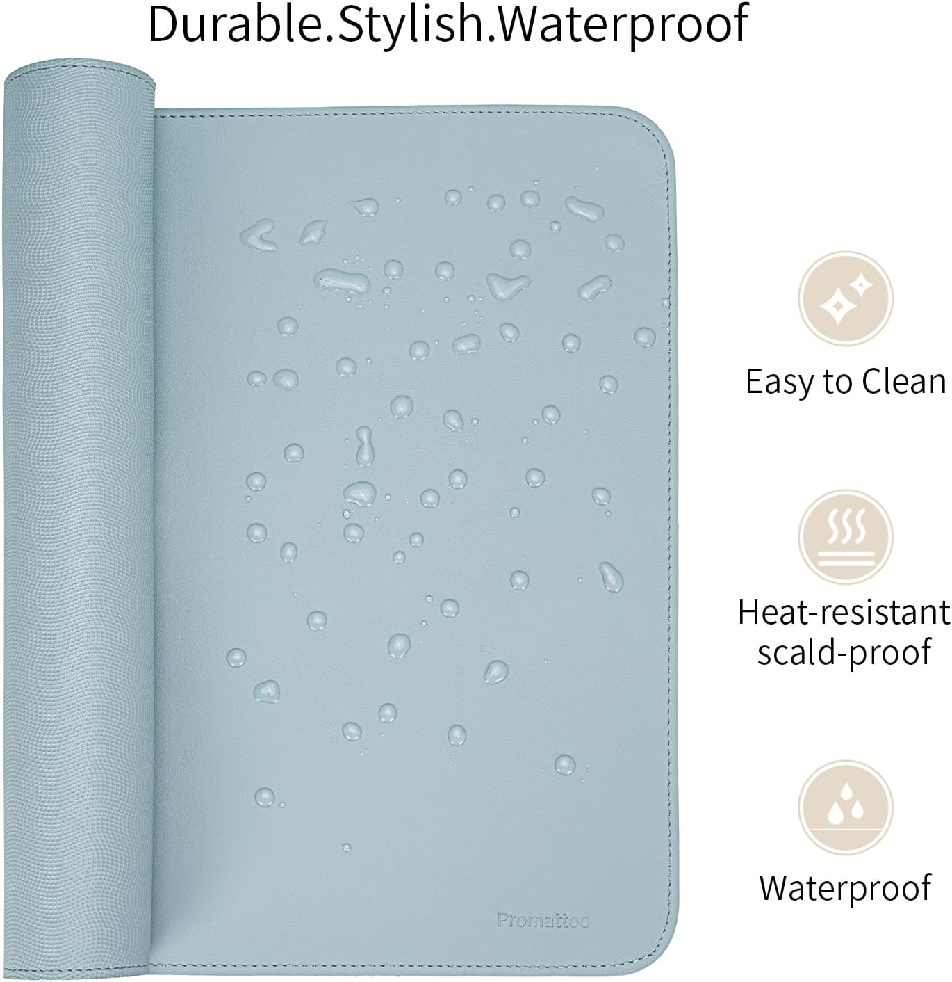 Oversized Non-Slip Desk Pad Protector – Grips Desk Firmly, Anti-Slip Like You've Never Seen! Vegan Leather Waterproof Laptop Mat for Keyboard & Mouse – Large Office Pad– Morning Fog Blue