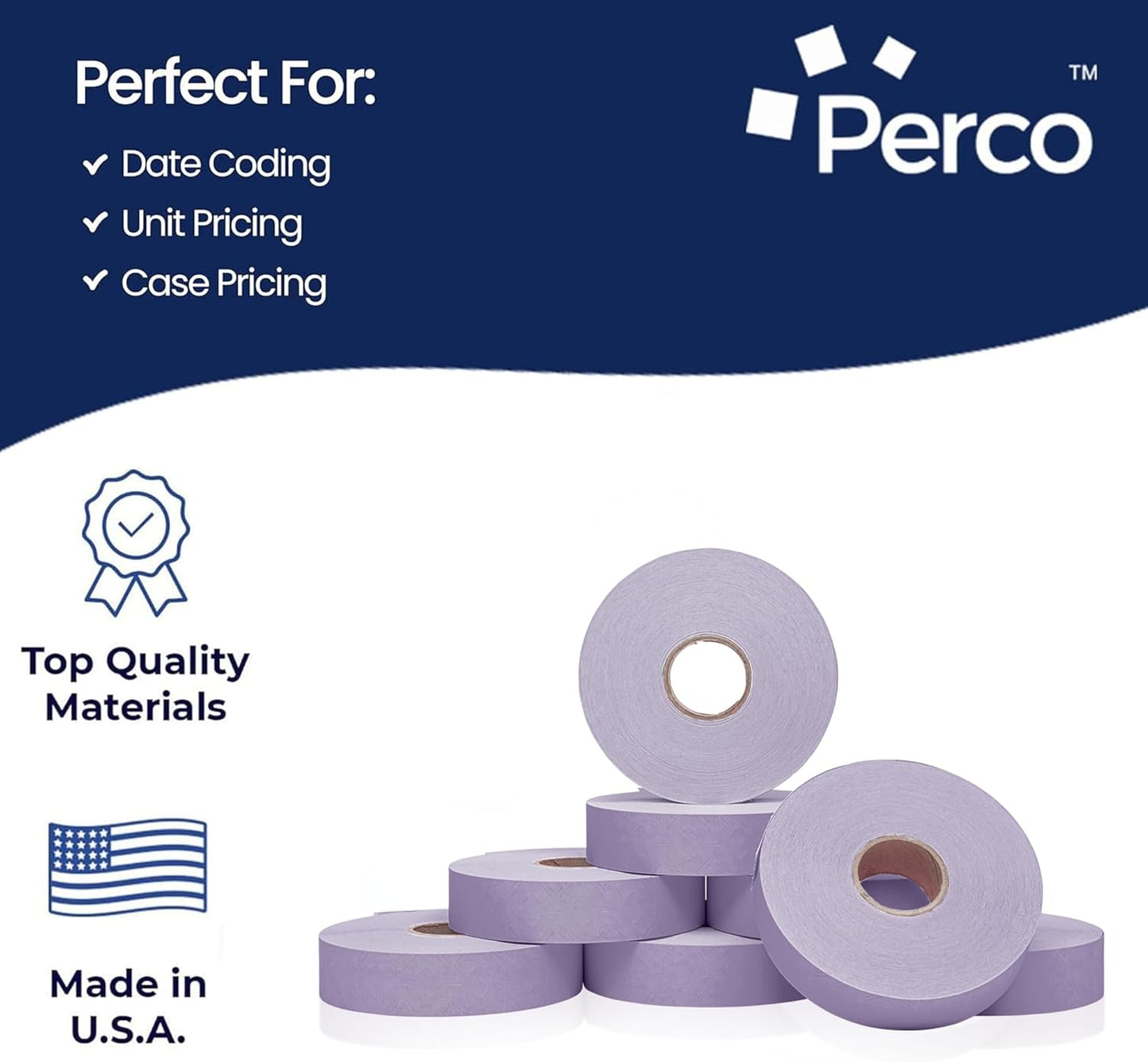 Perco Lavender Pricing Labels for Monarch 1136 - 14,000 Labels, 8 Rolls, Ink Roll Included