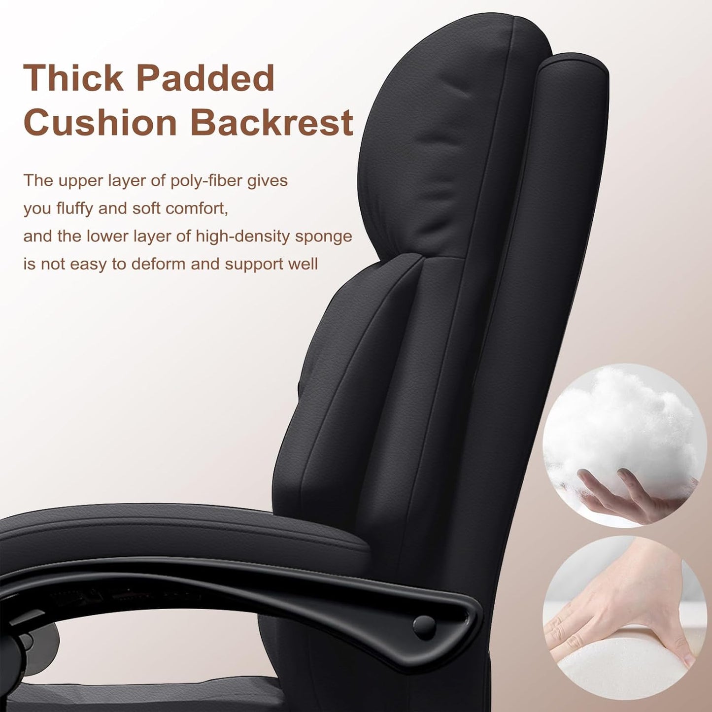 Executive Office Chair Comfortable Desk Chairs with Foot Rest High Back Computer Gaming Chairs Reclining PU Leather Swivel Work Chair for Home Office