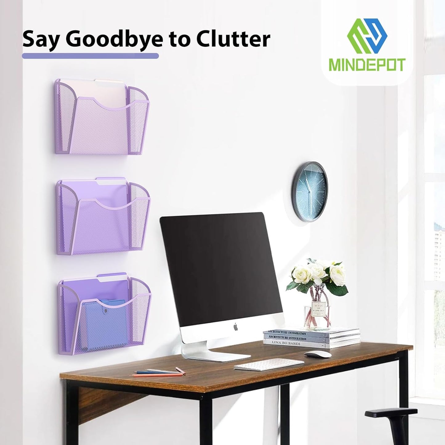 Wall File Organizer,Hanging Wall Mounted File Folder Binder Holder Mail Organizer for Office,Home and School Supplies