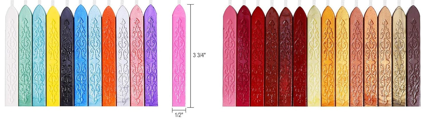 Anezus 26Pcs Antique Sealing Wax Sticks with Wicks for Postage Letter Retro Vintage Wax Seal Stamp, Assorted Colors
