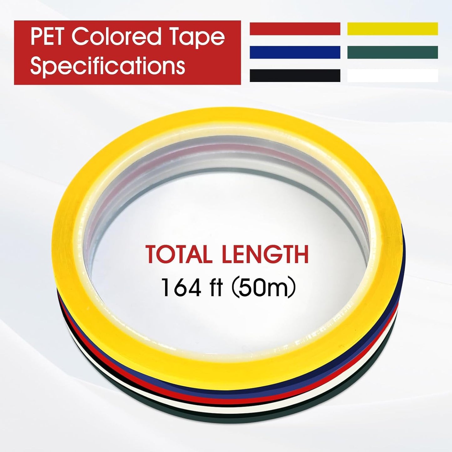 6 Rolls 1/8 Whiteboard Tape - Thin Dry Erase for Art, Charts & Whiteboards - Pinstripe Paper Tape, 108 Feet per Roll (6 Colors)