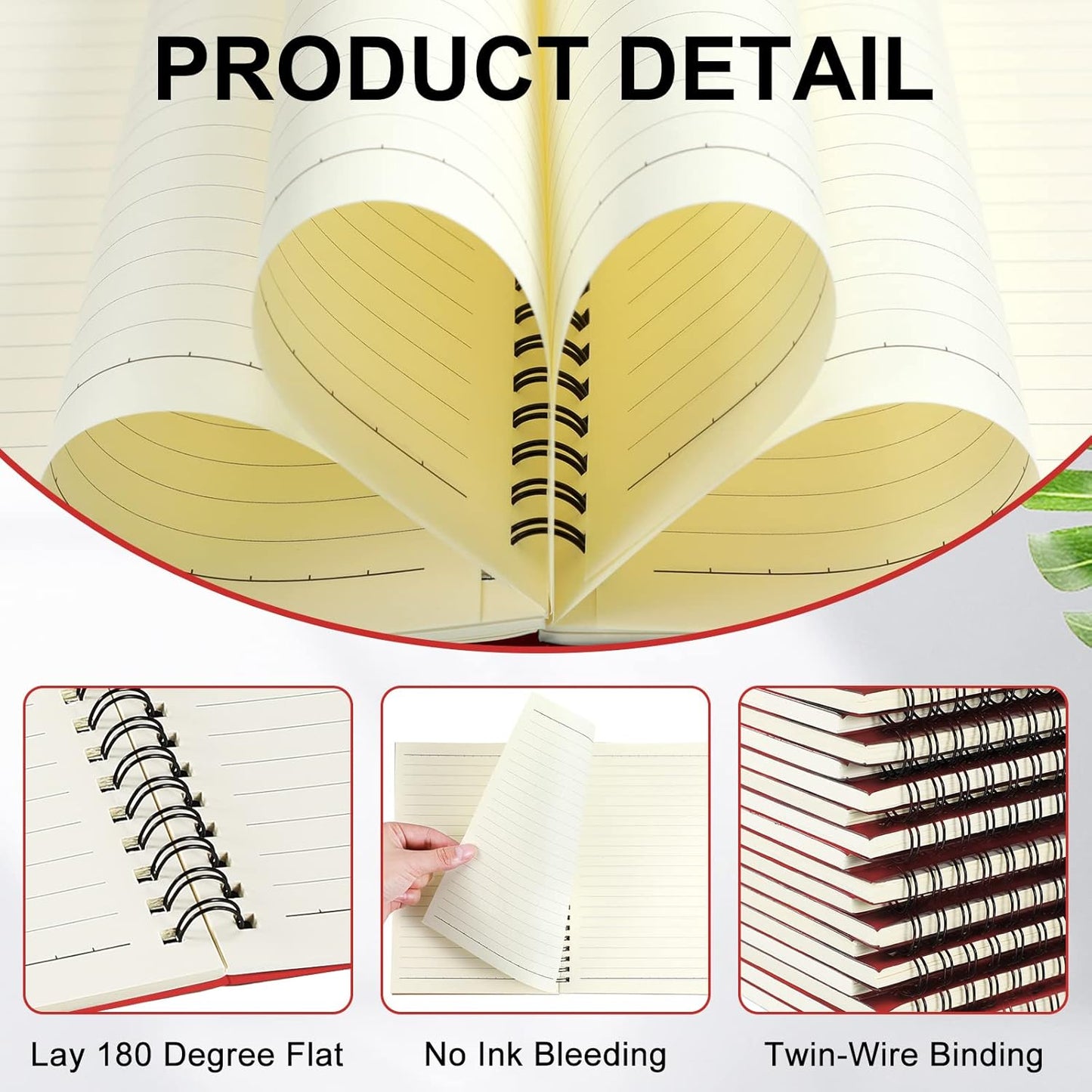 Yahenda Spiral Notebook Bulk A5 Journal Lined 8.3'' x 5.5'' Writing Composition Paper Small Notepad Subject Notebook for Students Office Business Back to School Supplies(Red,18 Pcs)