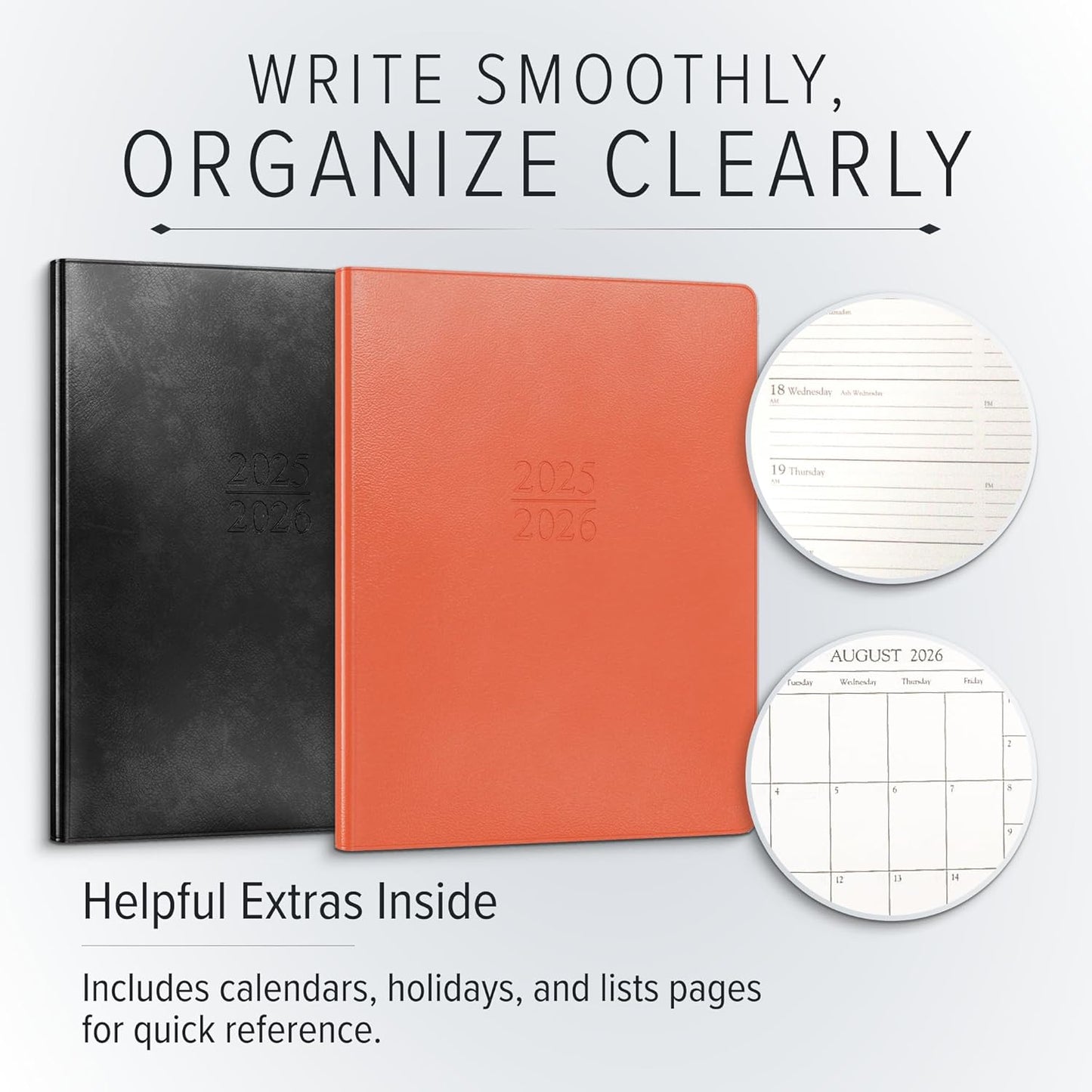 Gallery Leather Academic Planner 2025-2026, Teacher and Student Weekly Monthly Planner, Elegantly Bound Calendar with Gold-Gilded Page Edges, 18 Months - Floral Espresso - 9x7"