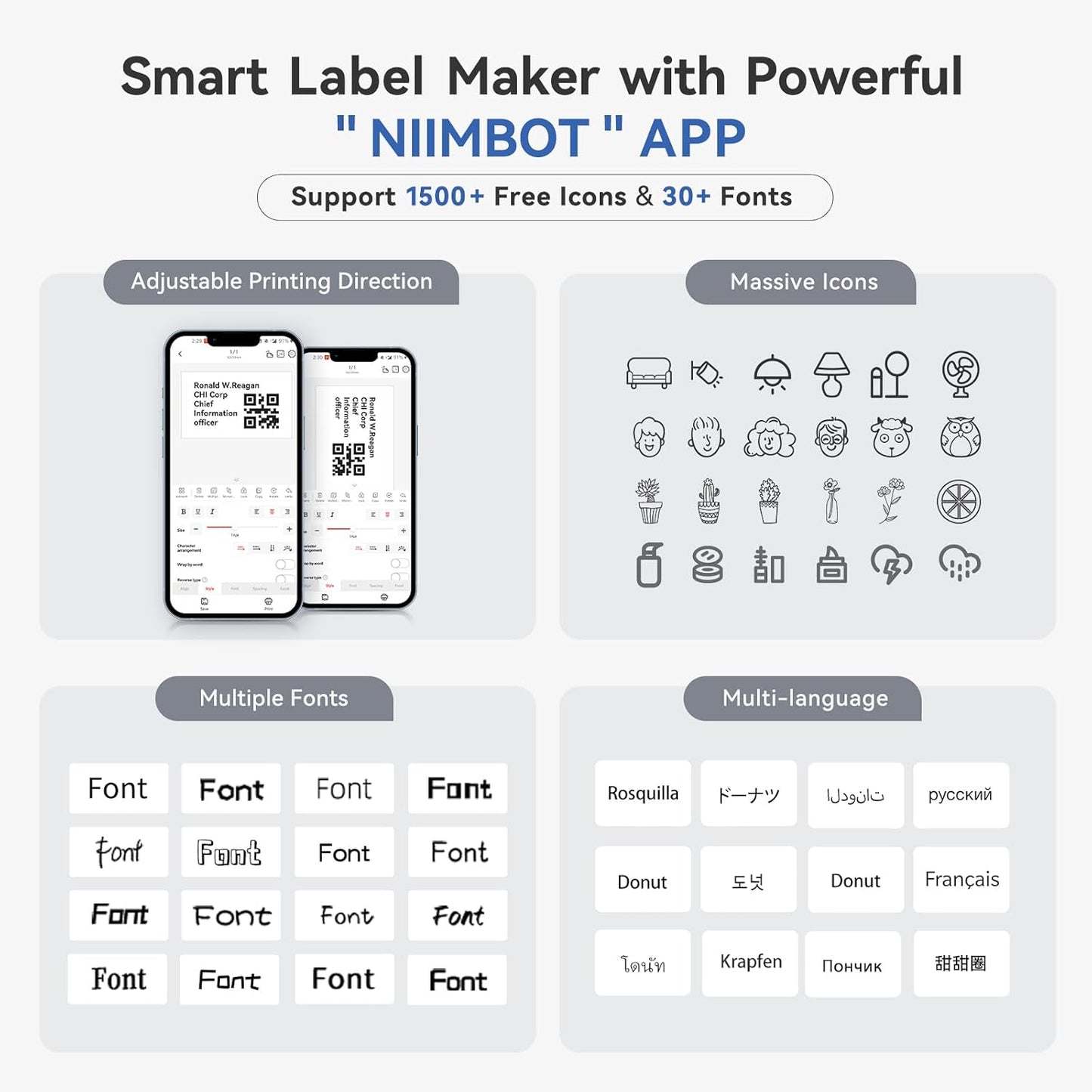 NIIMBOT B1 Label Maker Machine with Tape, Thermal Label Printer Easy to Use for Office, Home, Business, 2 Inch Label Maker with 2'' x1.18'' Labels