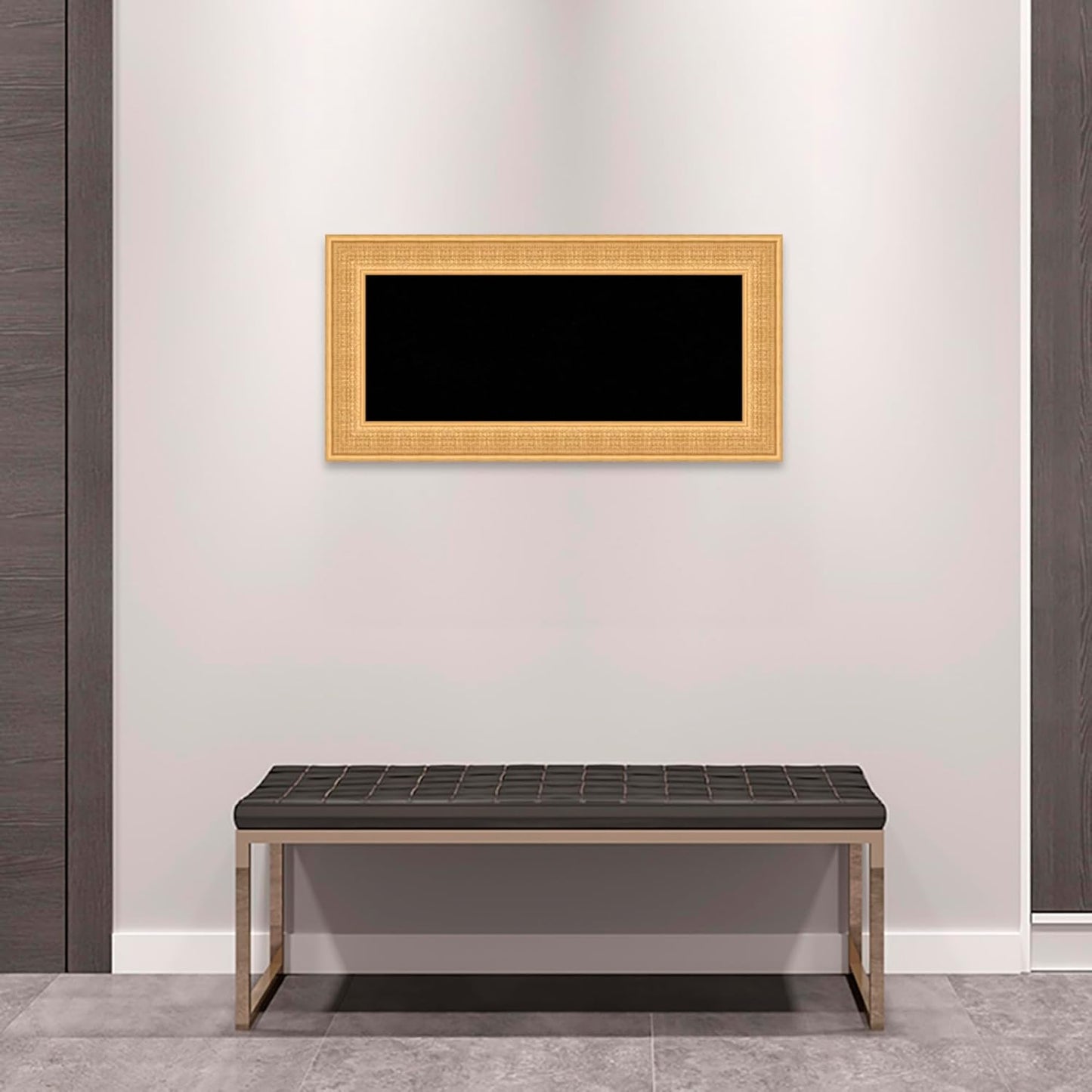 Amanti Art Black Cork Board for Wall, 18x36 Vision Board with Gold Wood Frame, Medium Corkboard Office Decor for Home Organization, Traditional Corkboard Pinboard to Display Items for Home