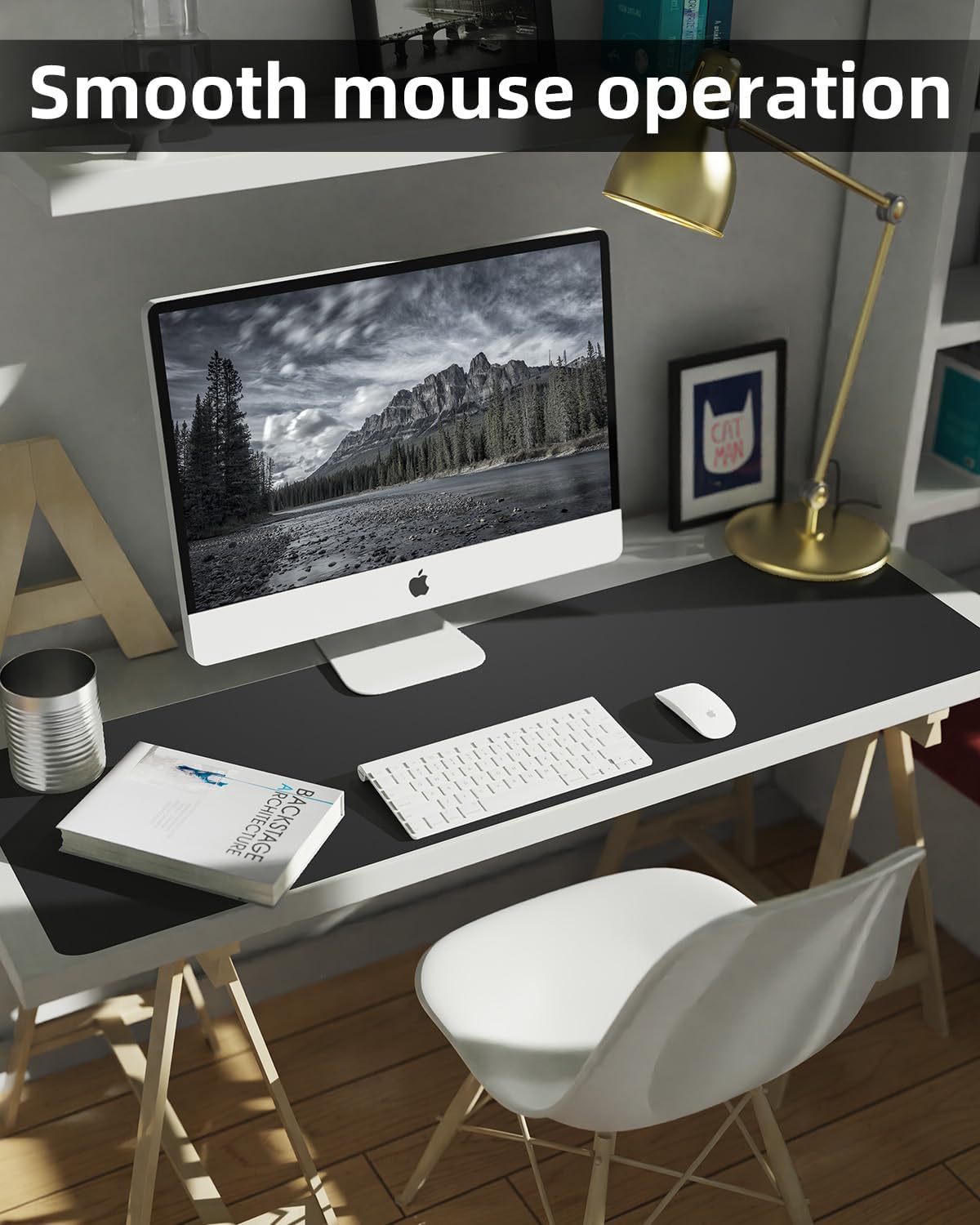 Extra Large Desk mat, Leather Desk Pad Protector,Office Desk Mat,Mouse Pad, Non-Slip Desk Blotter, Laptop Desk Pad, Waterproof Desk Writing Pad for Office&Home (Black, 55" x 17")