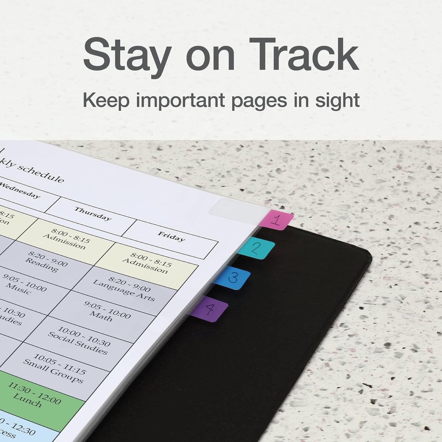 Redi-Tag Write-On Tabs, Repositionable Tabs for Binders and Planners, Removable Pop Up Tags, 4 Vivid Colors, 0.625" x 1.5", 40 Per Pack (1006510)