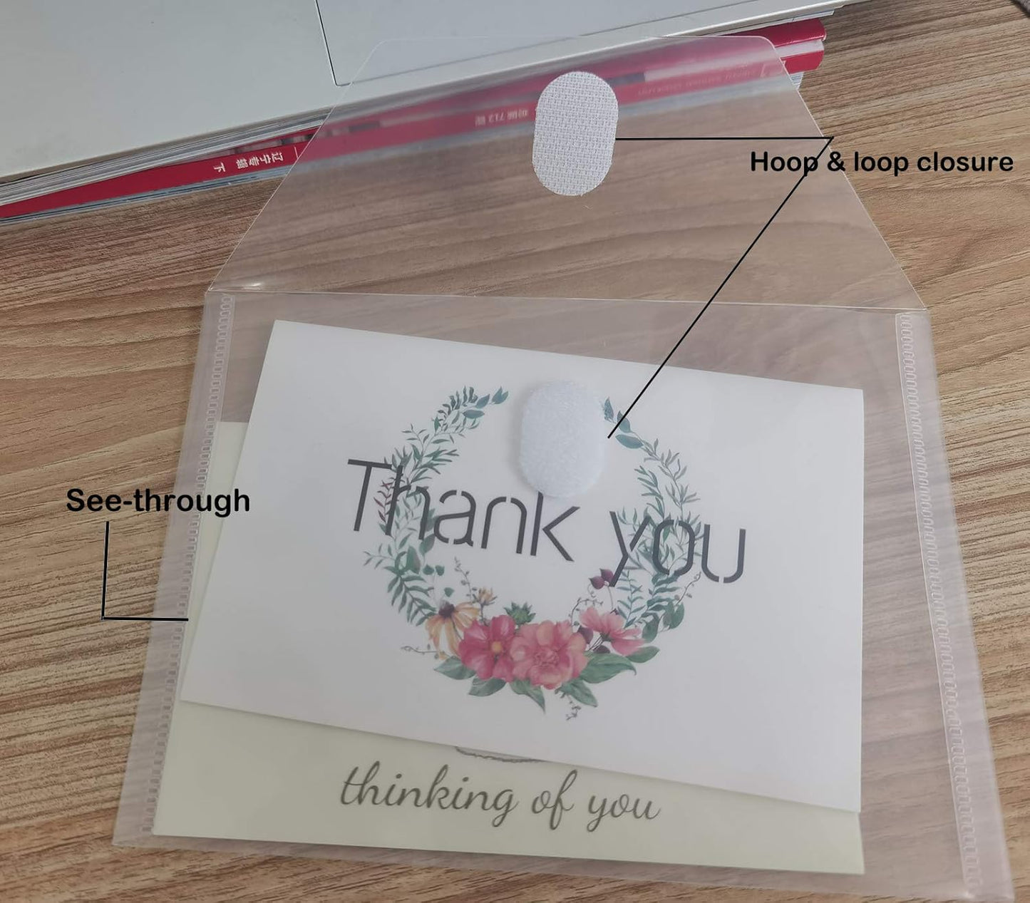 5x7 Small Plastic Envelopes Receipt Check Storage File Holder Case 20 Pack Hook & Loop Closure