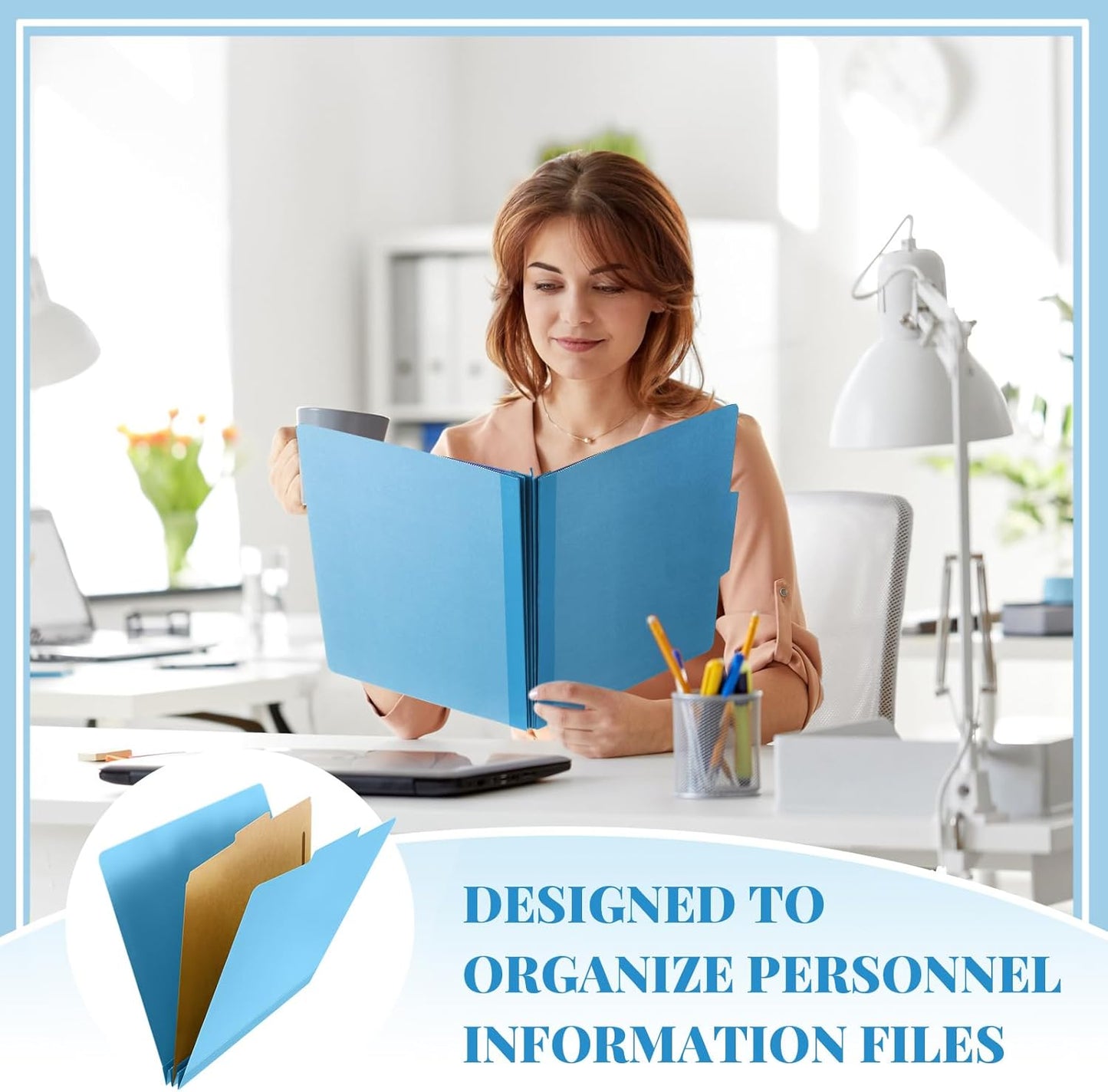 48 Pcs Classification Folders Letter Size, 1 Divider Pressboard File Folder with Fasteners, Expanding File Organizer Bulk for Teachers, Clergy, Office, Church, Christmas Donations (Blue)