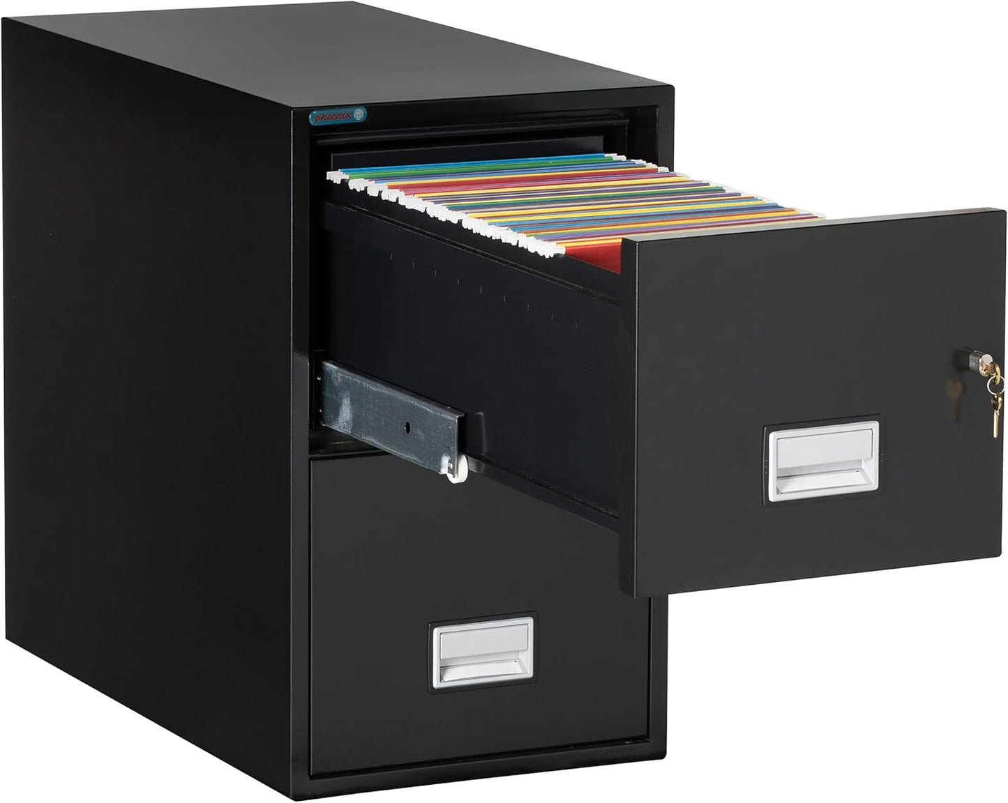 31 inch 2-Drawer Vertical Fireproof File Cabinet – Letter Size Filing – Key Lock – Water Resistant Seal – Fire and Impact Rated – Black Finish – Model LTR2W31B