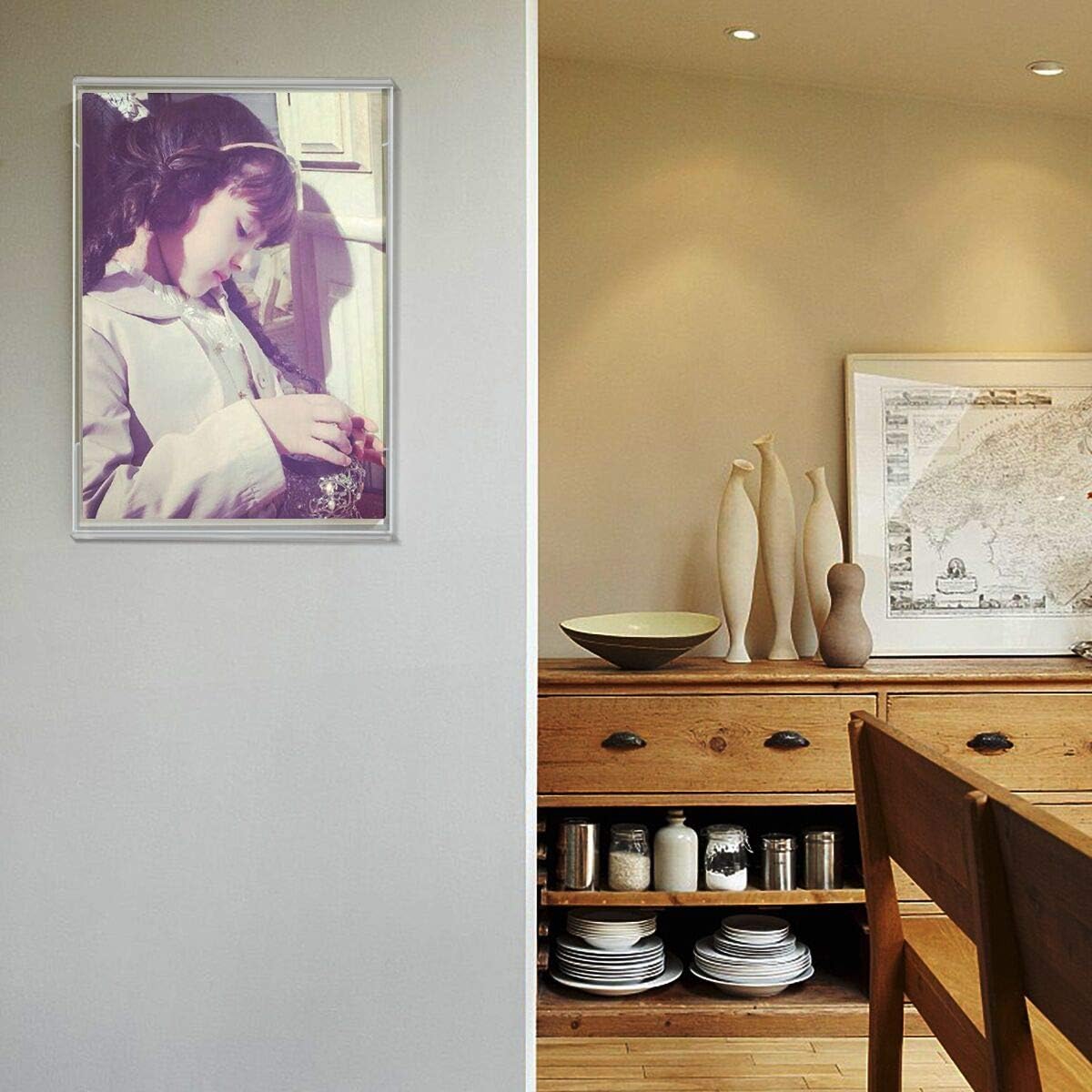 Niubee 11x14 inch Wall Mount Acrylic Sign Holder with Double Sided Adhesive Tape for Office, Home, Store, Restaurant, No Drilling - Vertical (6 Pack)