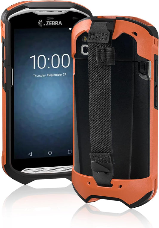 TC51 TC52 TC56 TC57 TC510K Case with Hand Strap - Protective & Ergonomic for Zebra Handheld Barcode Scanners SG-TC5X-EXO1-01 SG-TC5X-EXONHS-01 (Orange)
