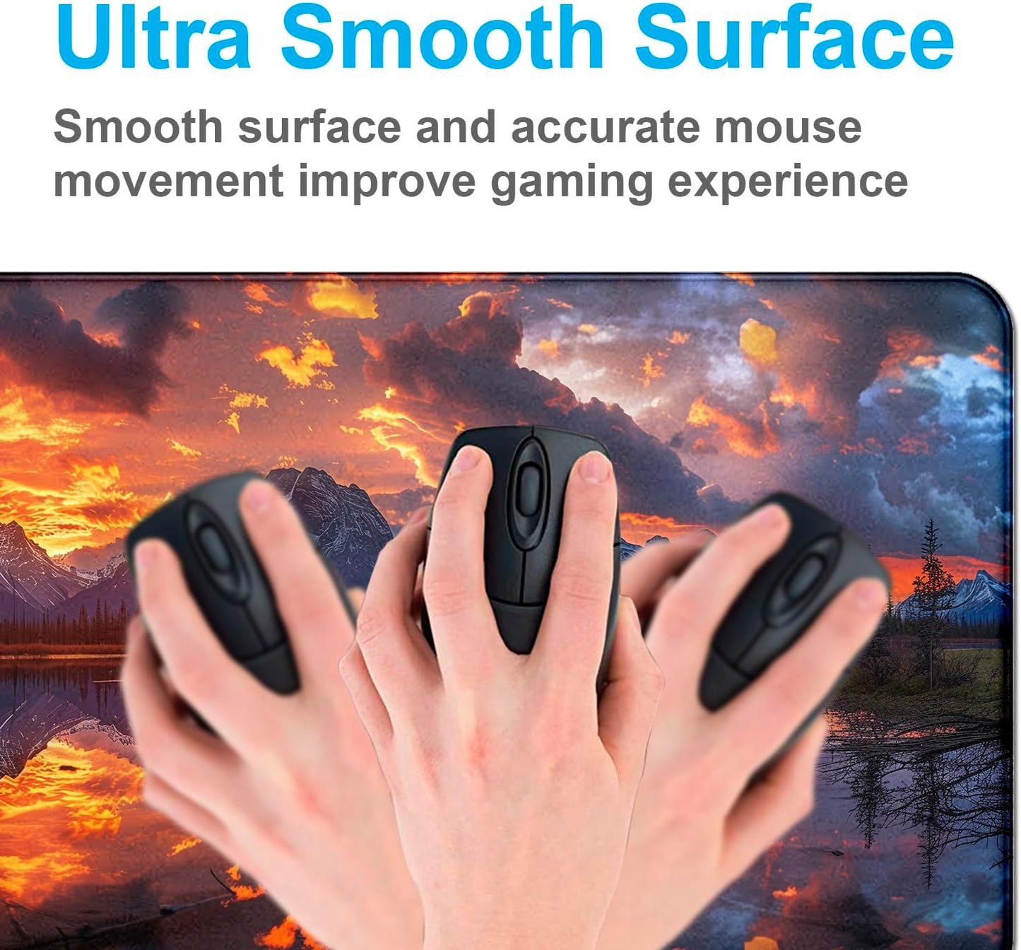 Volcanic Lava Scene Ultra Large Computer Desk Pad, Anti Slip Keyboard Pad, Customized Thick Large Stitched Edge Mouse Pad for Office 35.4 x 15.7 Inches