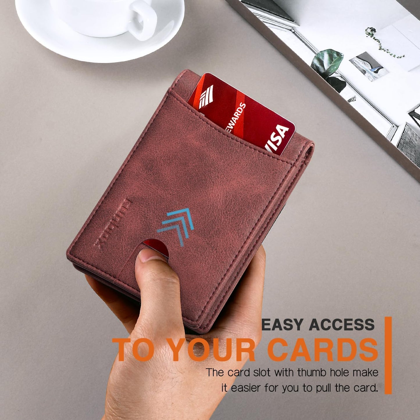 Slim Money Clip Wallets for Men RFID Blocking 11 Card Holder Minimalist Small Thin Carbon Leather Bifold Mens Front Pocket Wallet Gift Box