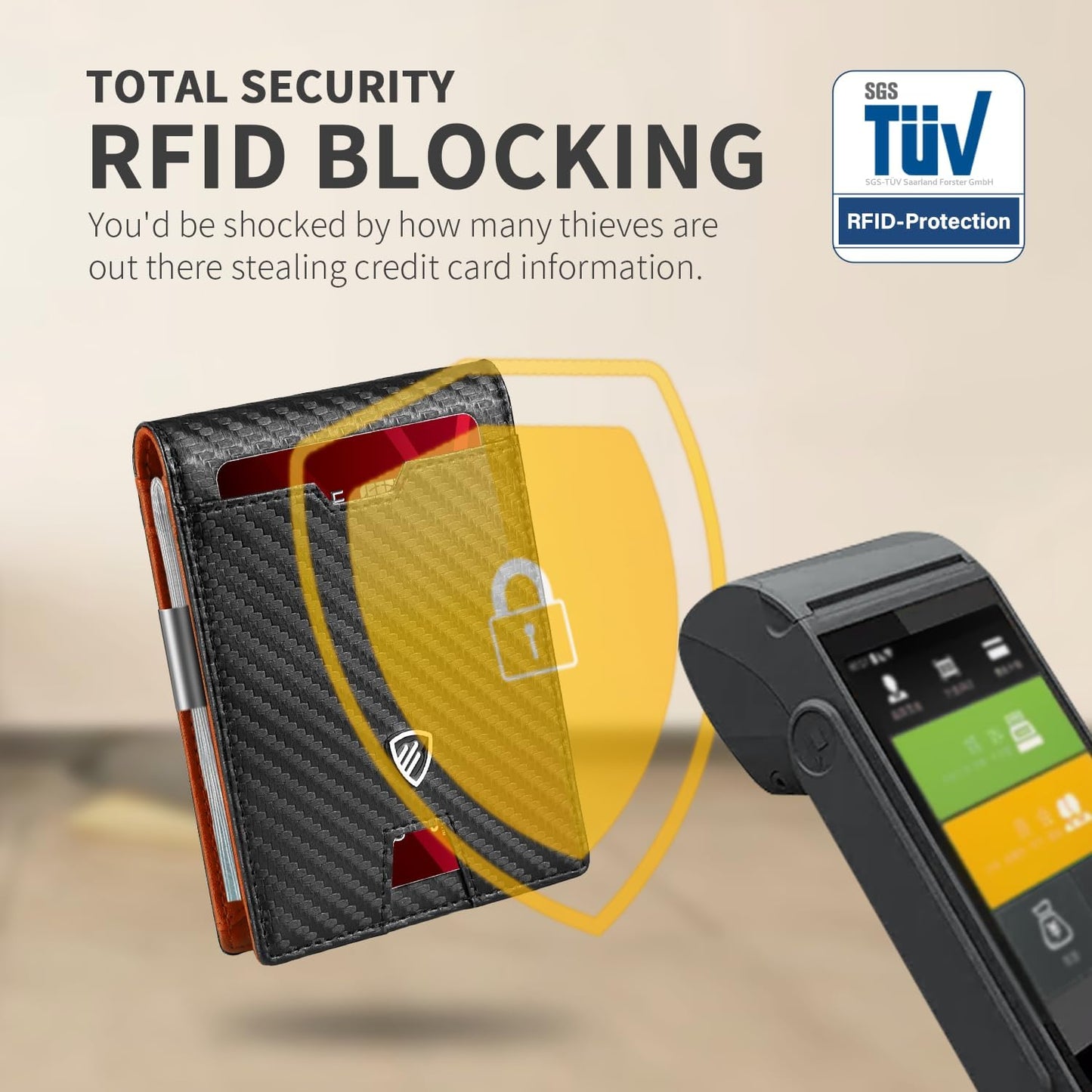 RUNBOX Mens Slim Wallet with Money Clip RFID Blocking Bifold Credit Card Holder for Men with Gift Box