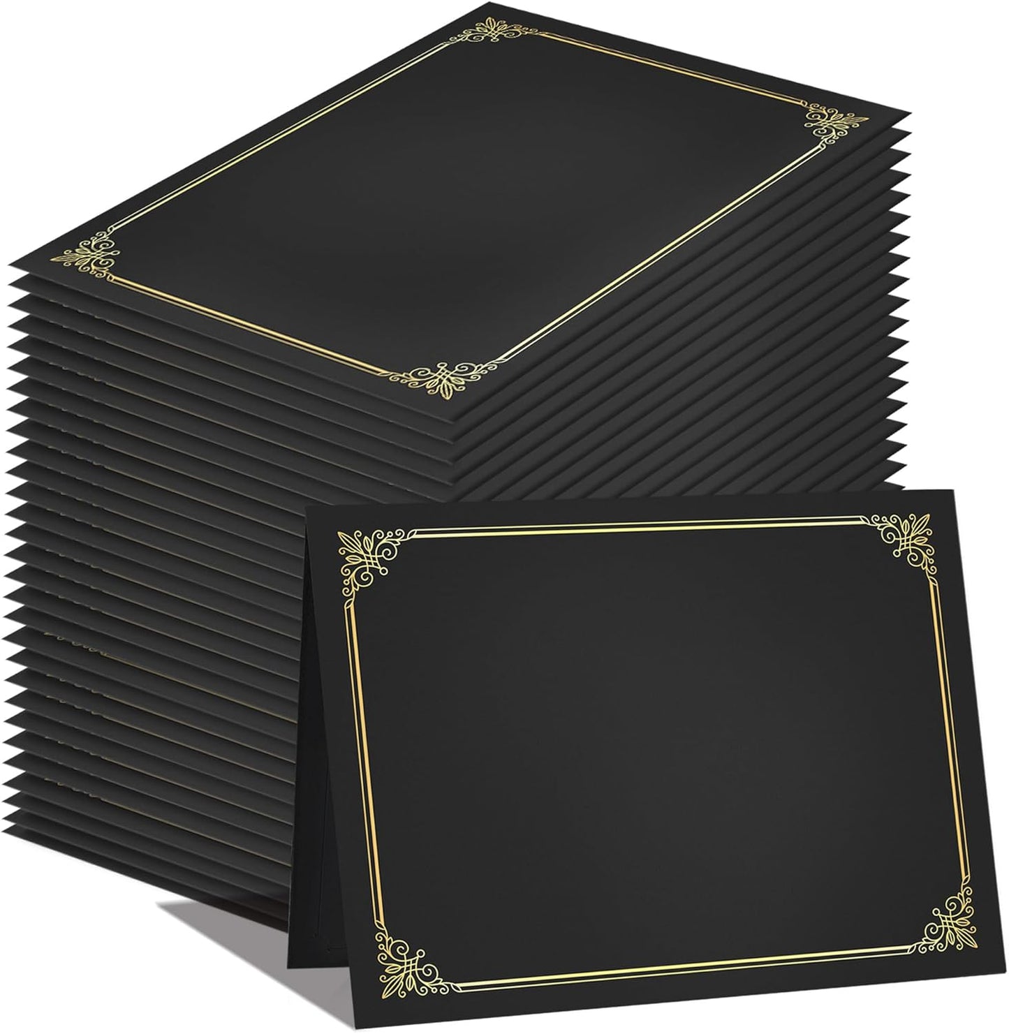 GNL Certificate Holders - 50 Packs Black Diploma Holders, Certificate Covers with Gold Foil Border, for Letter Size 8.5 x 11 Certificate Paper, Award, Graduation, Documents