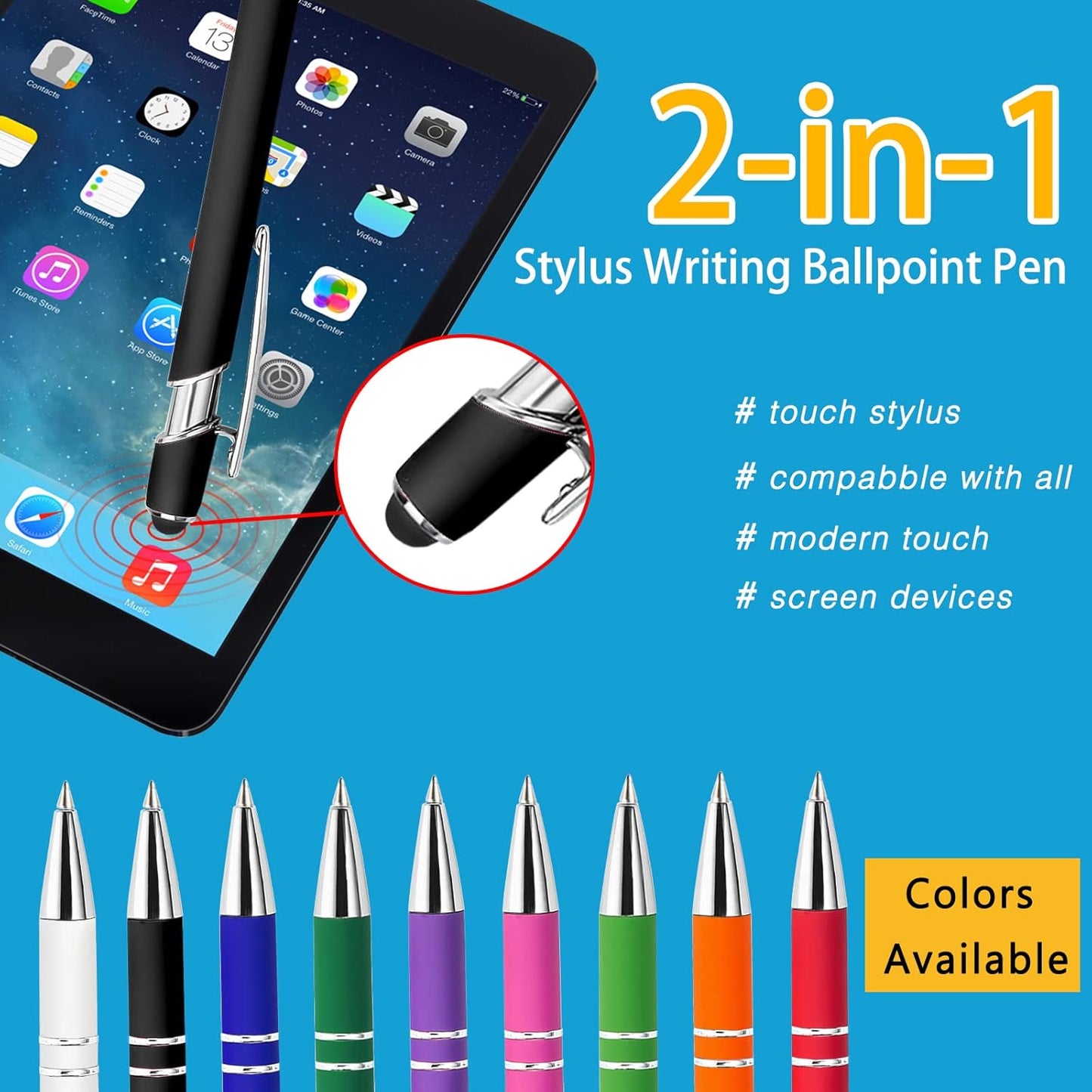 Max 500 Pcs Personalized Pens Bulk, Custom Pens with Free Engraving, Customized Stylus Tip Ballpoint Pen with Your Name Massage Text for School Office Business Graduation Anniversaries-10 Packs