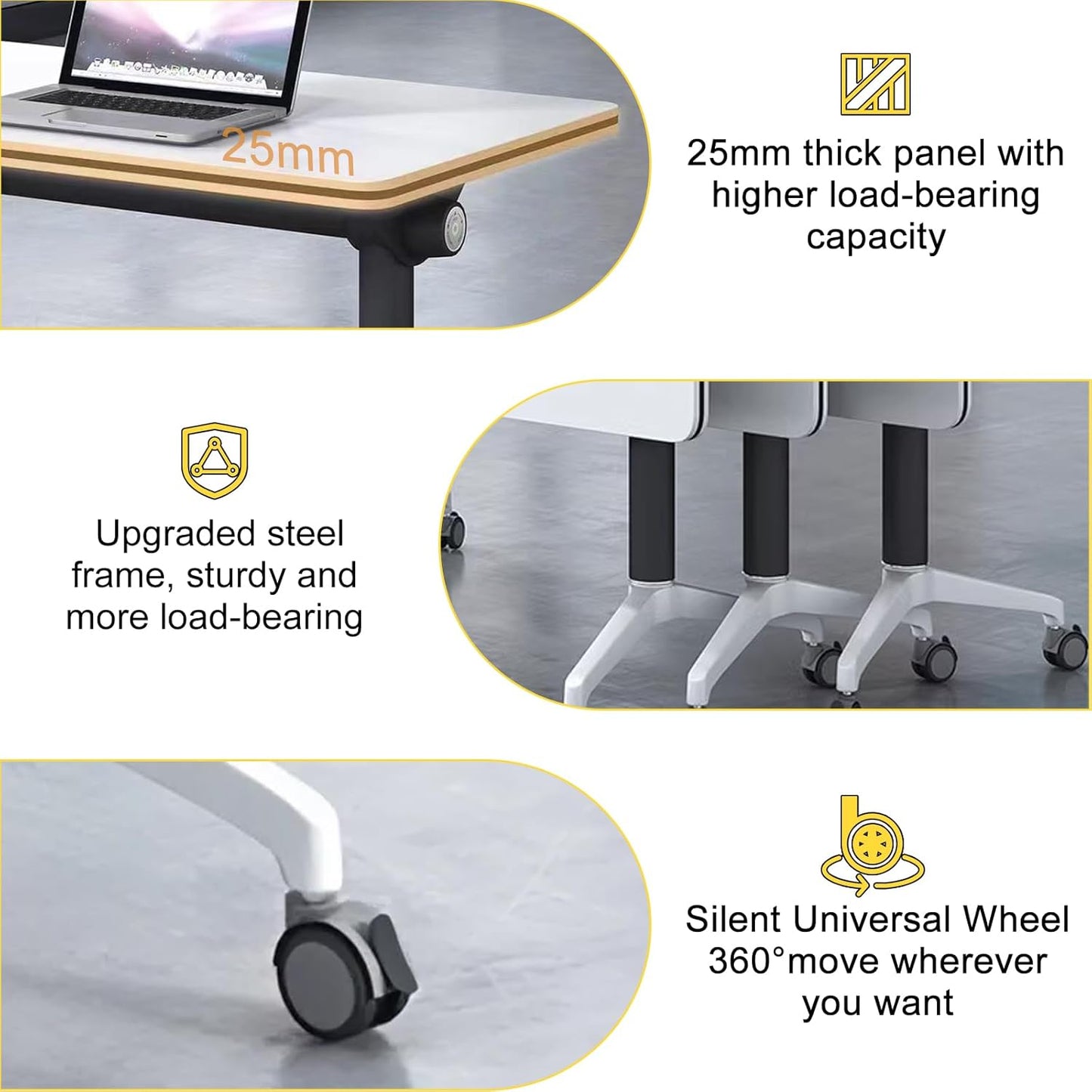 Conference Room Table with Flip-Top Design for Dynamic Meetings, Business Table Computer Desk with Heavy-Duty Frame,Foldable Seminar Meeting Tables for Home Office (2, E, 70.8IN)