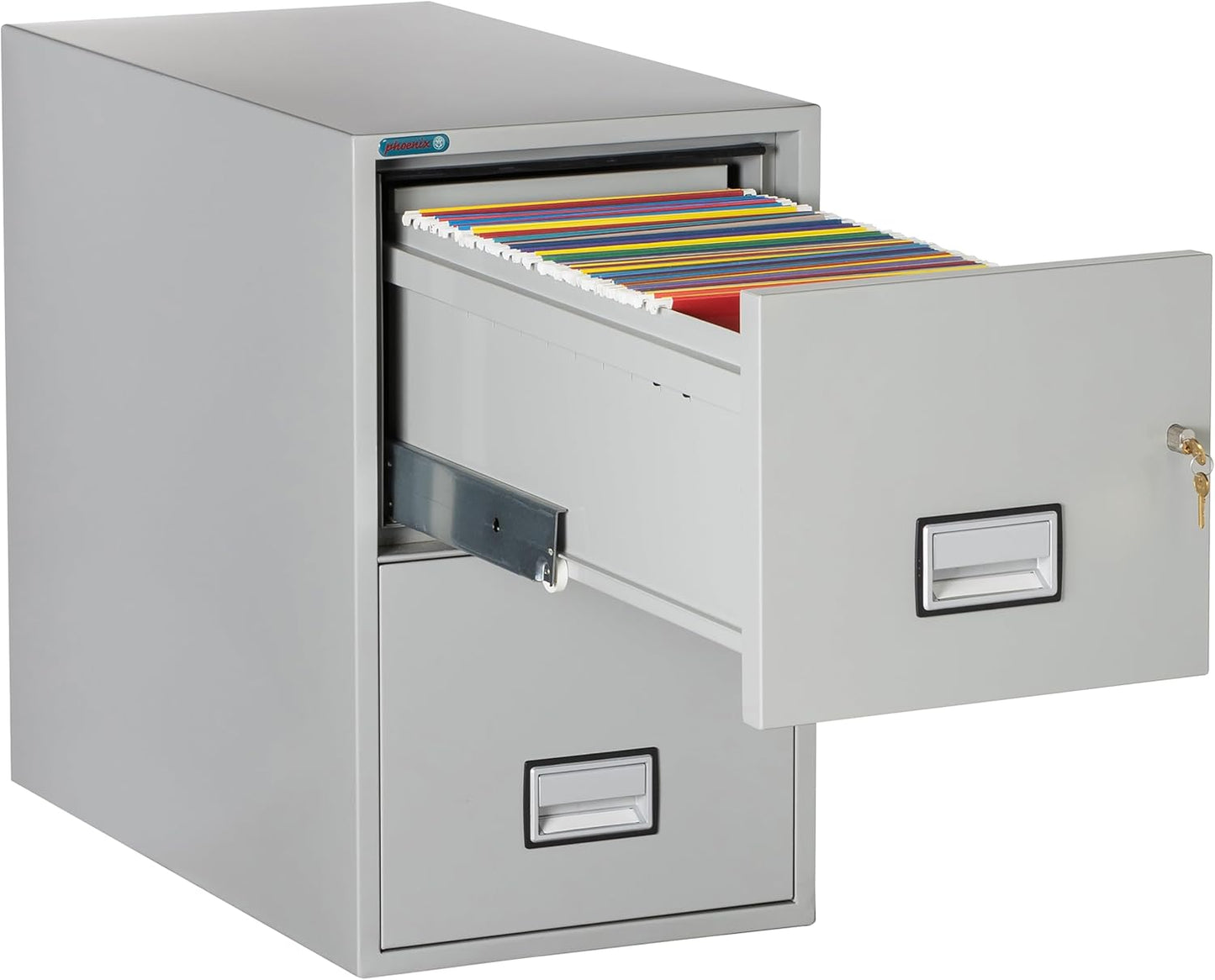 31 inch 2-Drawer Vertical Fireproof File Cabinet – Letter Size Filing – Key Lock – Water Resistant Seal – Fire and Impact Rated – Light Gray Finish – Model LTR2W31LG