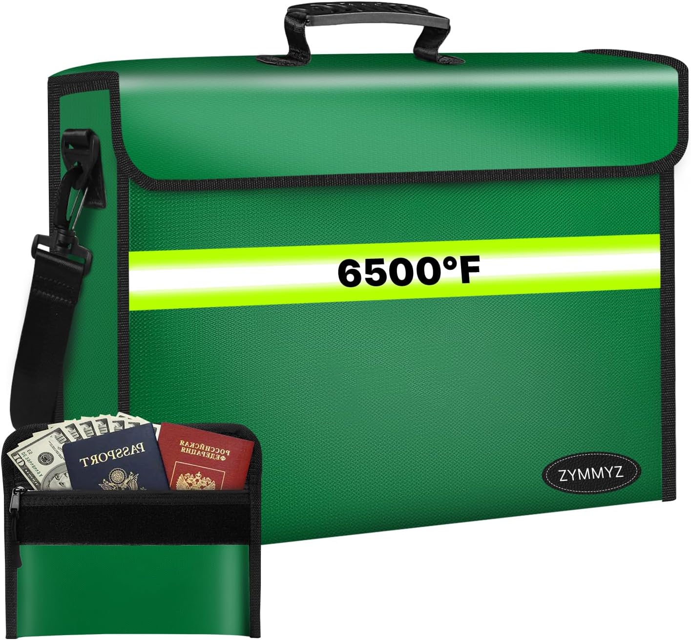 File Organizer Bag with Removable Folder Layers/Wallet,6500°F Fireproof Document Organizer with Lock&Reflective Strip,Portable Home Travel Safe Storage Box for Important Documents(14.1x9.5x4.2 inches)