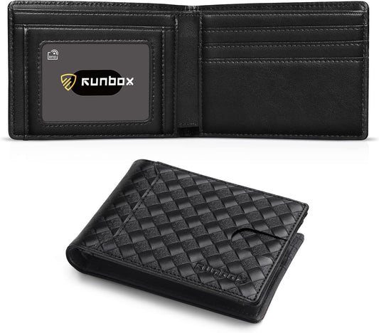 RUNBOX Novelty Wallet for Men Slim 11 Credit Card Holder Slots Leather RFID Blocking Small Thin Men's Wallet Bifold Minimalist Front Pocket Large Capacity Gift Box