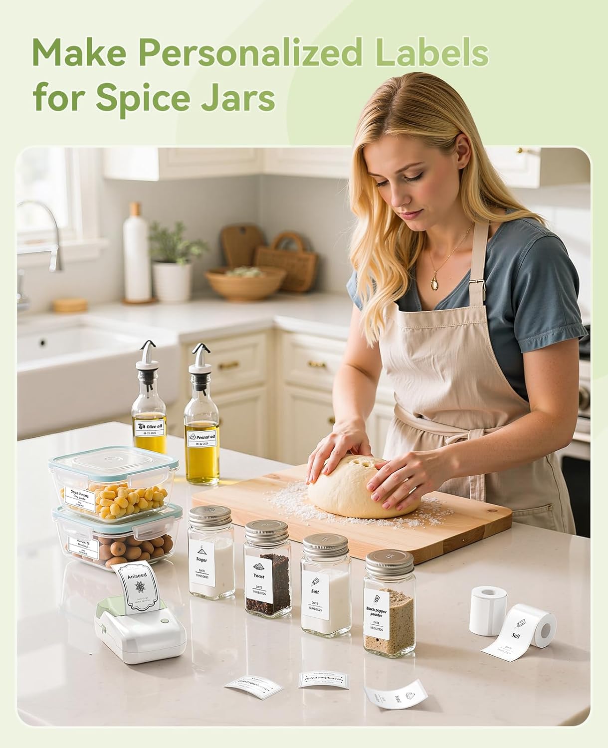 NIIMBOT B1 Label Maker Machine with Tape, Thermal Label Printer Easy to Use for Office, Home, Business, 2 Inch Label Maker with 2'' x1.18'' Labels