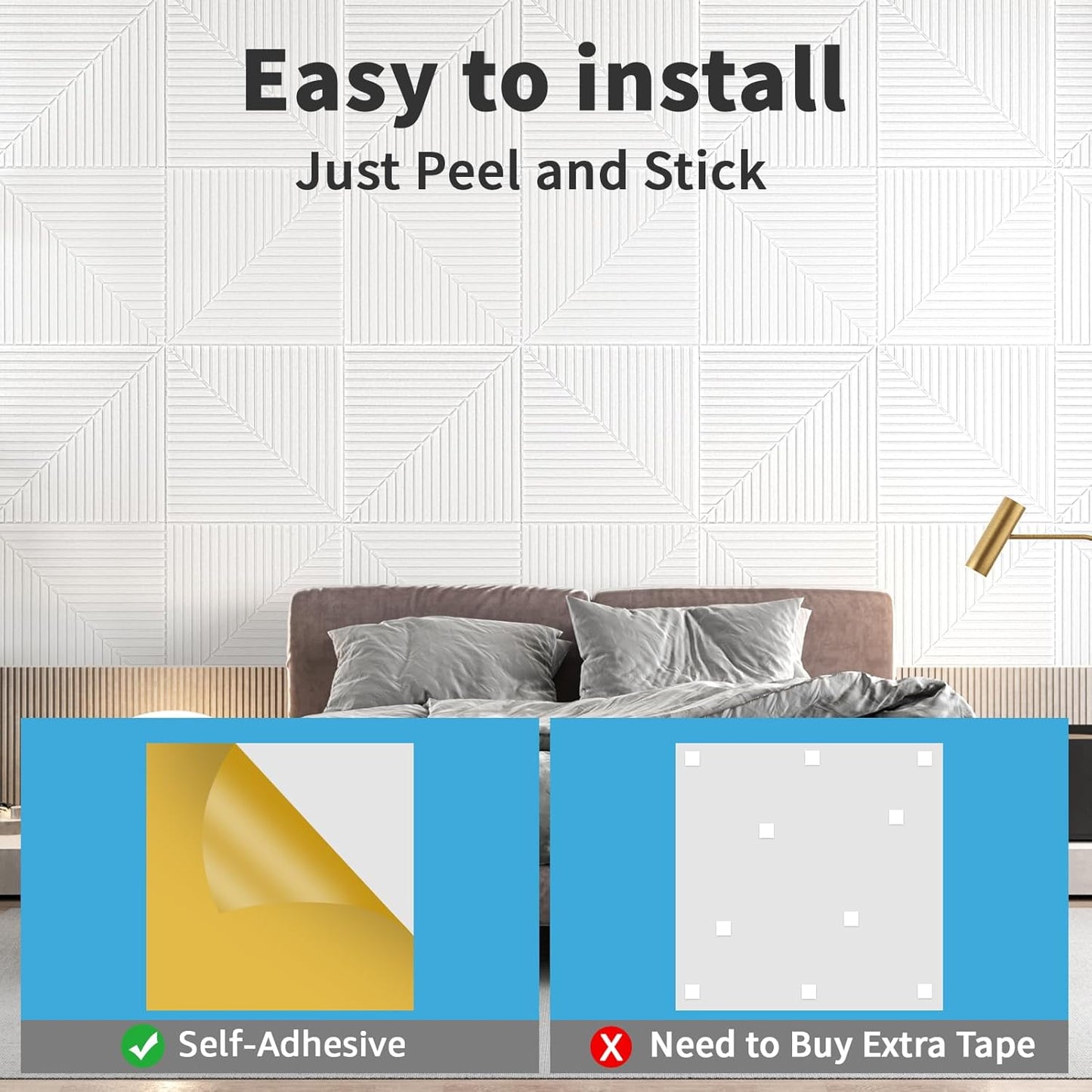 Art3d 6-Pack Self-Adhesive Acoustic Wall Panels for Home Décor, 24 x 24 Inch Soundproofing Panels for Office Studio Bedroom - High Noise Absorption Polyester Fiber, White