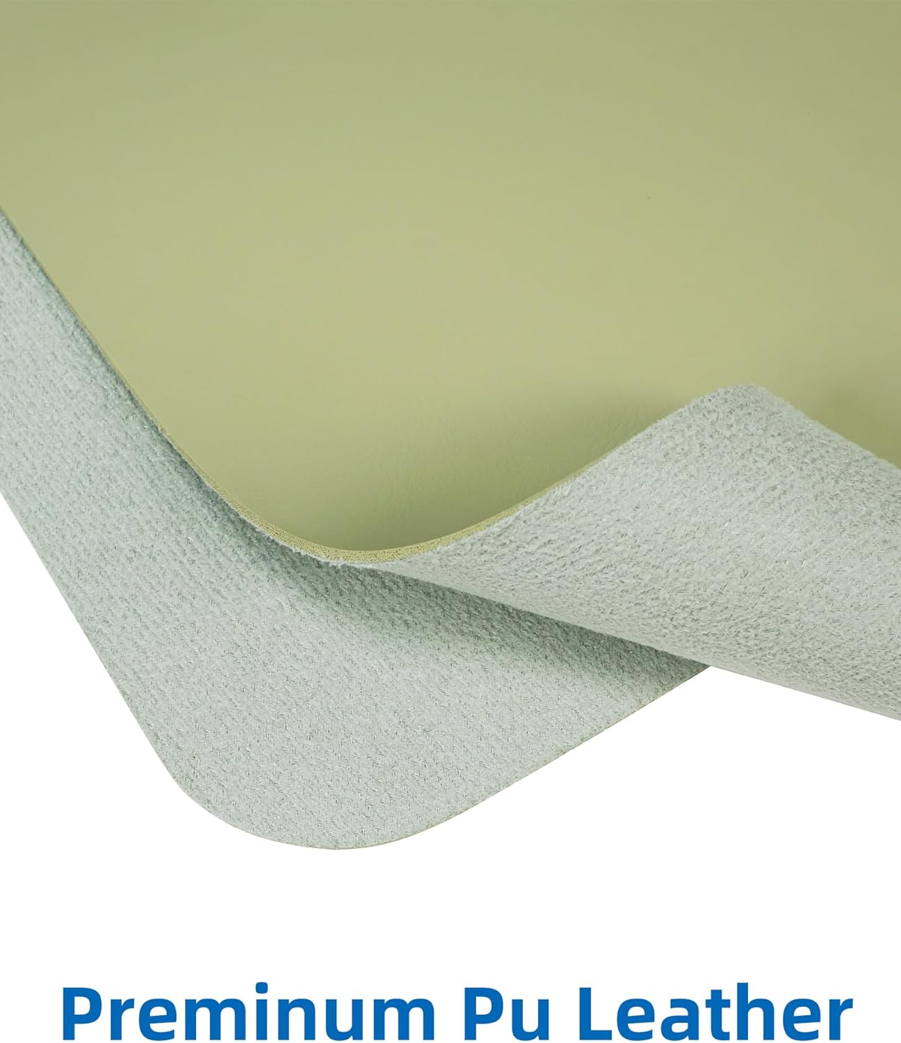 AFIING Leather Desk Pad Protector,Mouse Pad,Office Desk Mat, Non-Slip PU Leather Desk Blotter,Large Desk mat,Waterproof Keyboard mat for Office/Home/Decor (Olive Green,35"" x 17"")