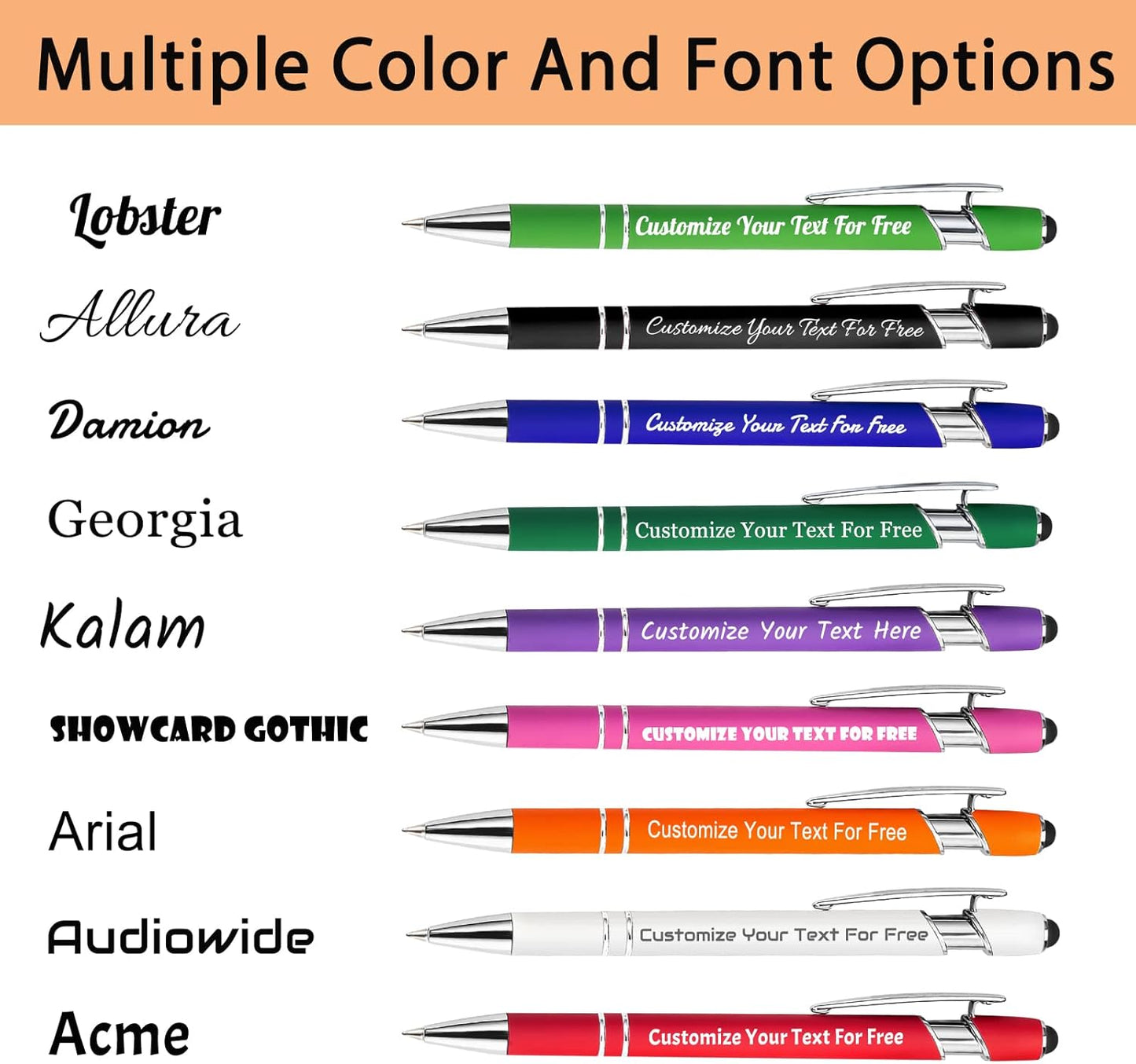 Max 500 Pcs Personalized Pens Bulk, Custom Pens with Free Engraving, Customized Stylus Tip Ballpoint Pen with Your Name Massage Text for School Office Business Graduation Anniversaries-250 Packs