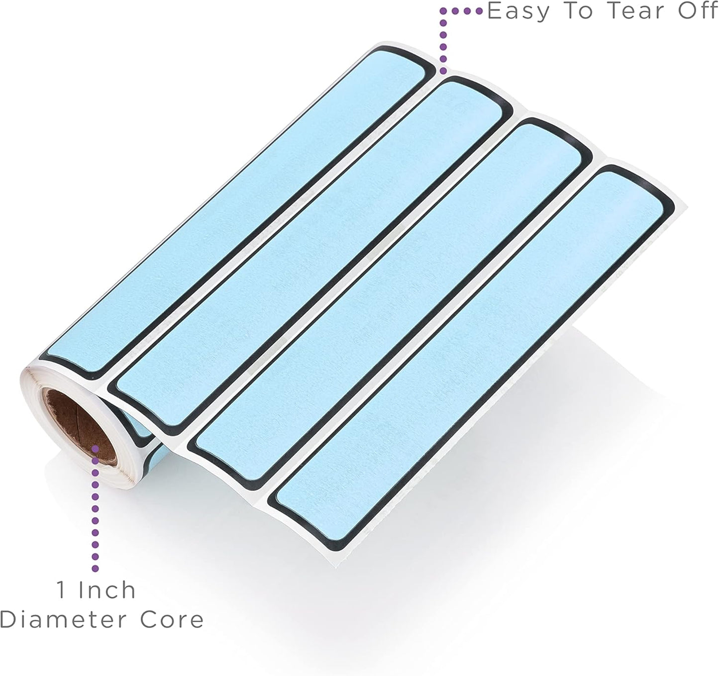 Carstens Adhesive Sticker Labels, 5 3/8” x 1”, Binder Labels for 1” Ring Binder Spines, Blue, Roll of 200