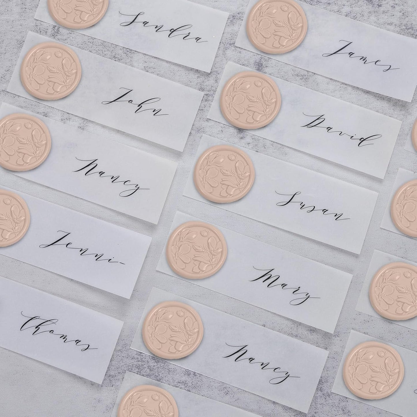 UNIQOOO Wax Seal Stickers - 3D Magnolia Wedding Invitation Envelope Botanical Seal Stickers, 50 Pcs Self-Adhesive Taupe Stickers, Perfect for Invitation, Christmas, Gift Wrapping, Party