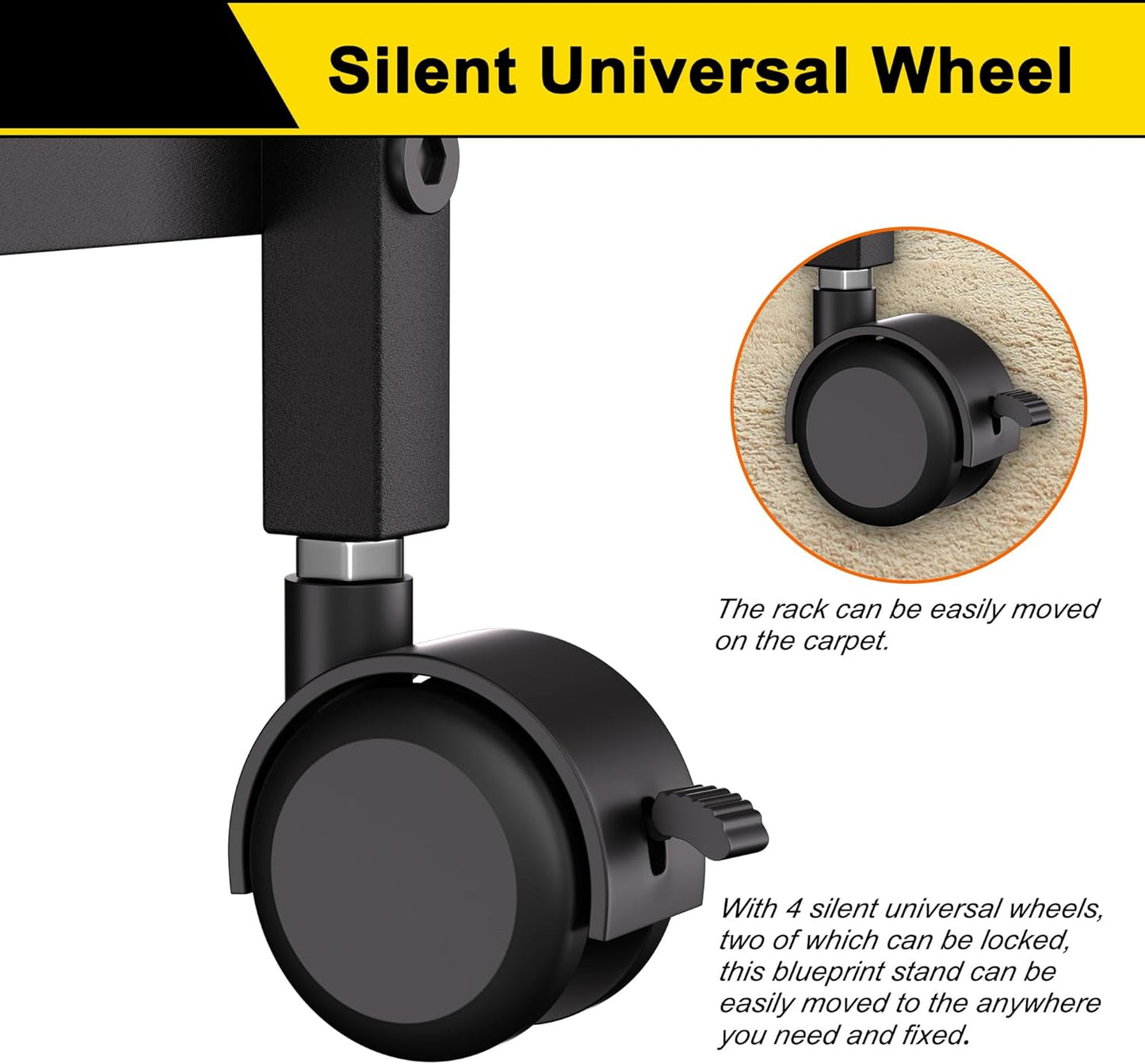 GIOTORENT Blueprint Storage Rack, Blueprint Holder with Wheels, Used for Storing Map/Poster/Blueprint/Architectural Construction Plan, 12 Slots, 2 Brakes, Silent Wheel for Home, Office, School(Black)