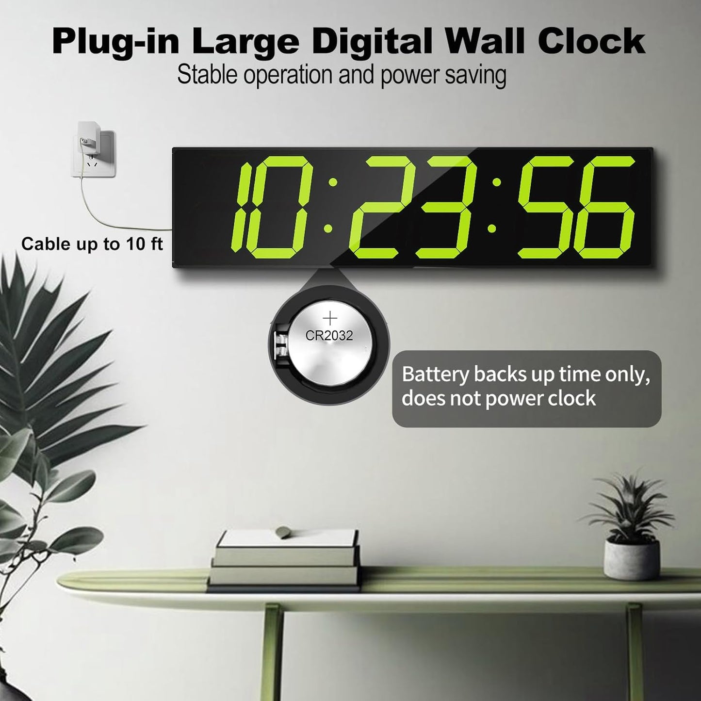 Digital Wall Clock, Oversize Digital Clock with Auto Dimmer, Huge Countdown Timer with Remote Control, 27" Wide Led Display, 6 Digits, Wall Mount, Date and Temperature（Yellow）