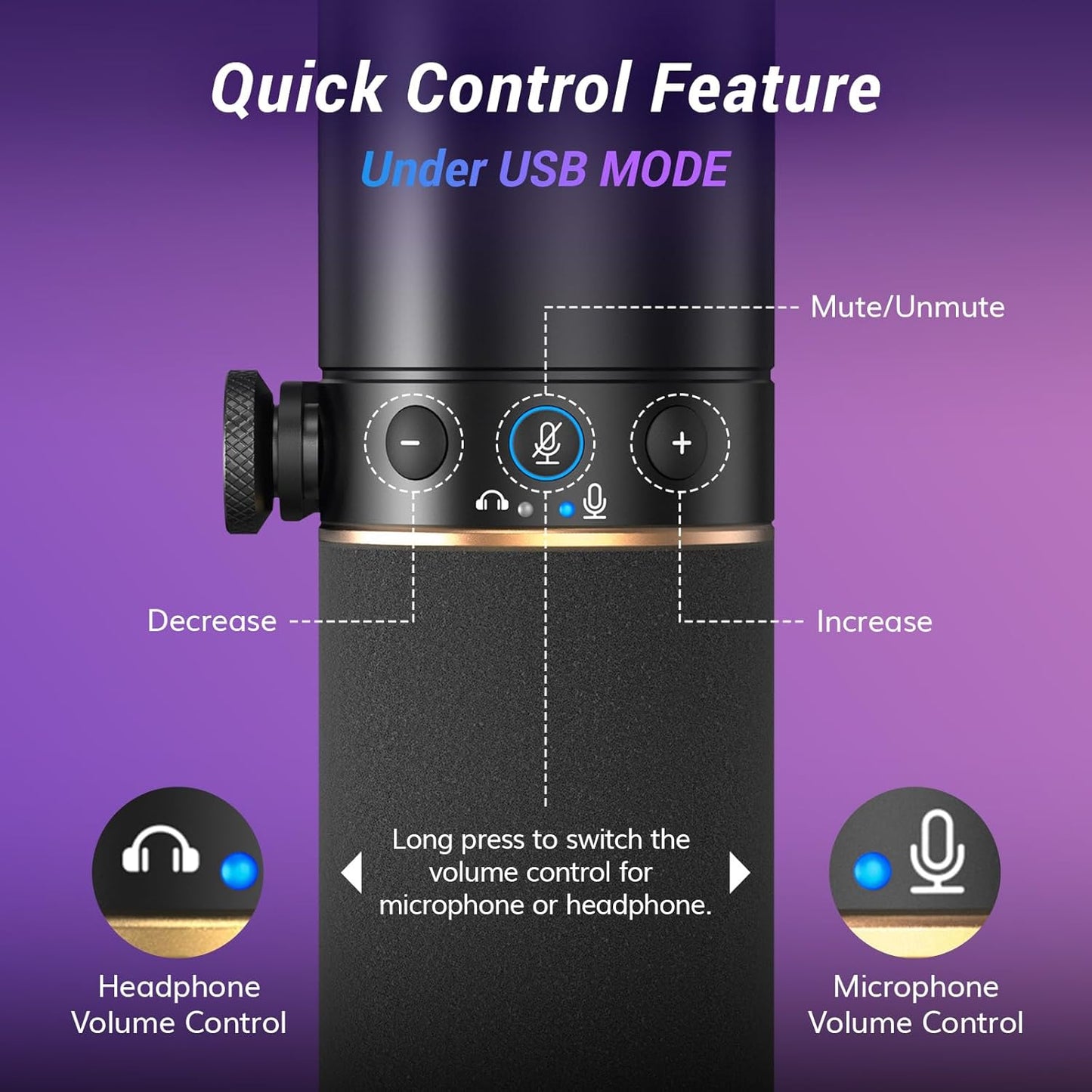 TONOR Dynamic Microphone, XLR/USB Microphone for Gaming, Streaming, XLR Cardioid Studio Mic with Quick Mute, Headphone Jack, Volume Control, Mic with RGB Lighting and Low Profile Boom Arm, TD520s+