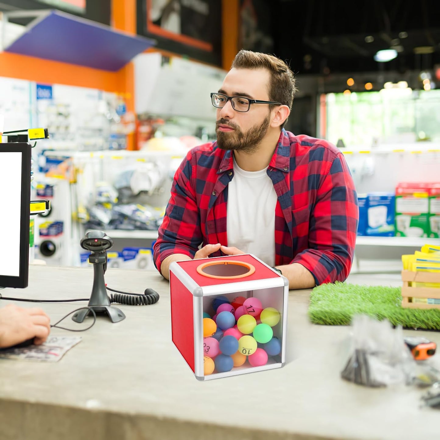 Transparent Lottery Box,20CM Removable Suggestion Ticket Box, Square Donation Collection Case Storage Bin for Raffle Ball Game Case Voting Ballot Aluminum Alloy