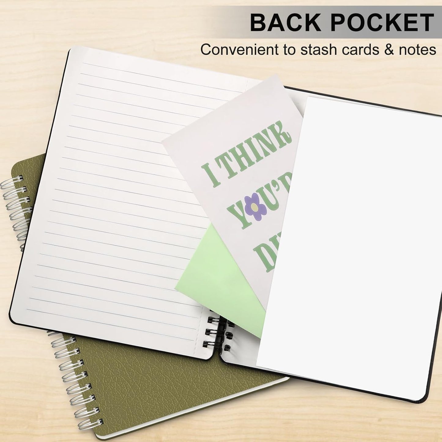 Lined Spiral Journal Notebook, B5 Hardcover Leather Notebook for Work, 7.8''×10'', 100GSM Thick Paper Spiral Bound Journaling Notebooks for Women & Men Office School Note Taking Business, Black