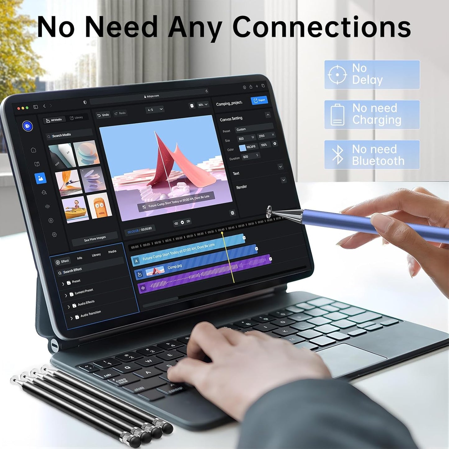 Bopomofo Stylus (5 Pcs),2-in-1 Stylus Pen for Touchscreen, High Precision and Sensitivity, Suitable for iPhone/ipad/Android Tablets, Compatible with Touch Screens,Blue