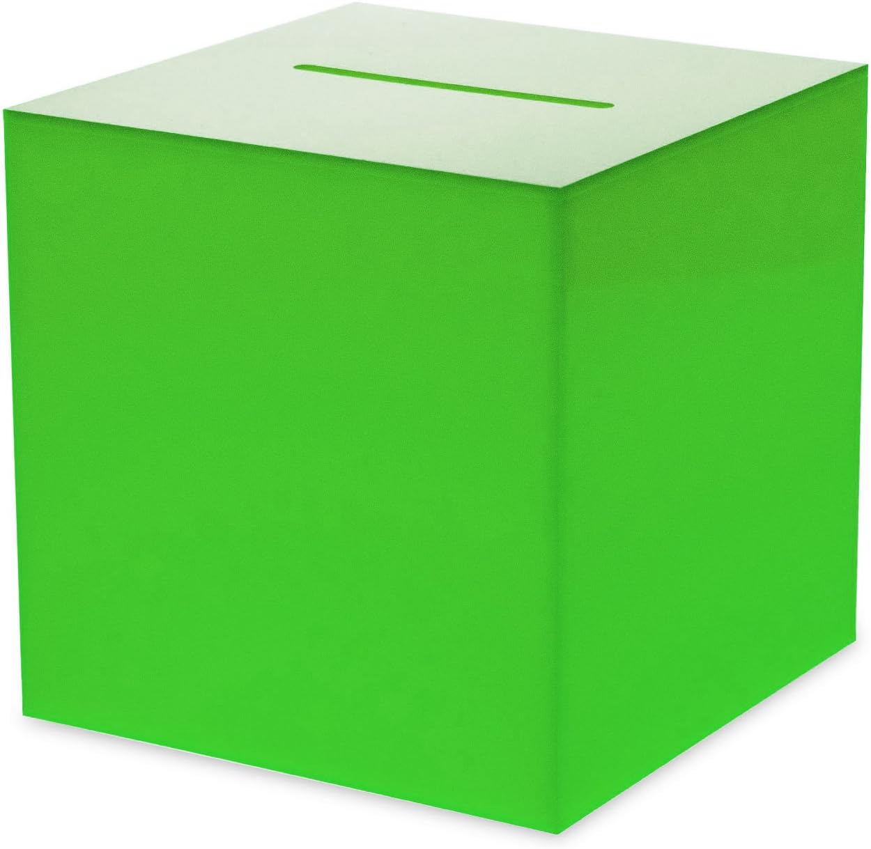 Source One Premium Acrylic Cube Donation Box with Deluxe Rear Open Door and Cam Lock Suggestion Box (10 Inch, Green)