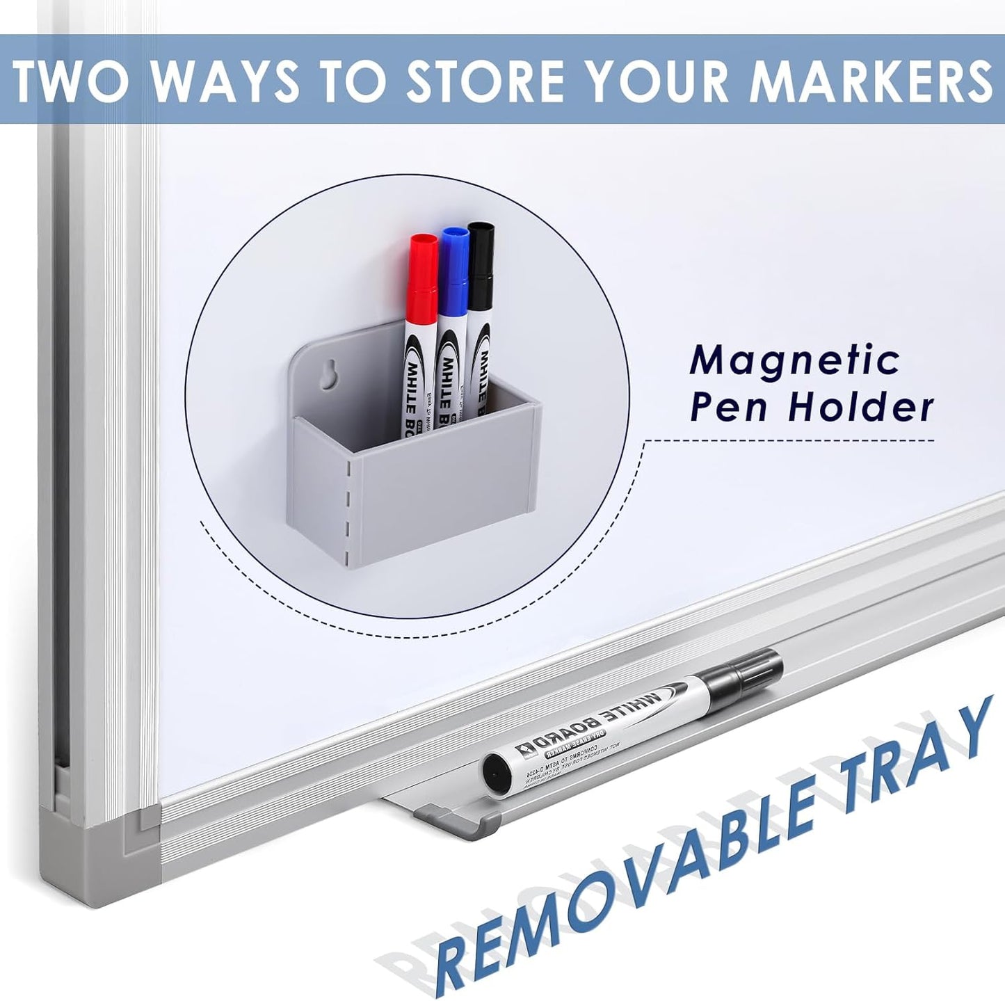 SWANCROWN 72" x 48" Dry Erase Board, Magnetic White Board for Wall, Large Marker Whiteboard with a Long Pen Tray for Class and Office